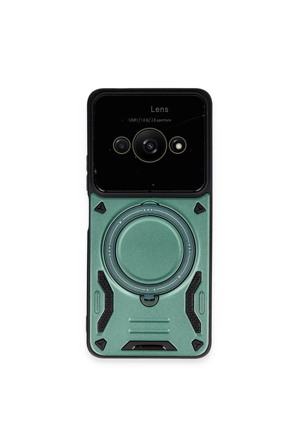 CepteToptan Newface Xiaomi Poco C61 Kılıf Joy Lens Standlı Kapak - Koyu Yeşil