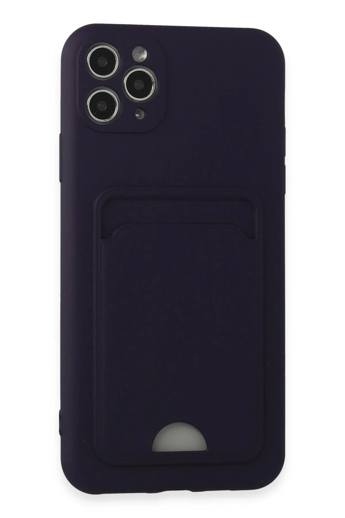 CepteToptan Newface iPhone 11 Pro Max Kılıf Kelvin Kartvizitli Silikon - Derin Mor