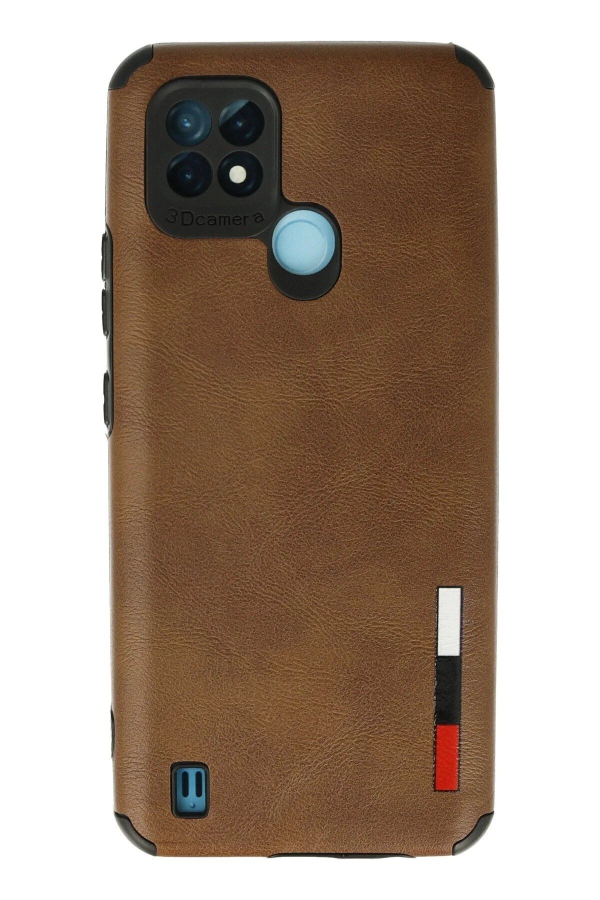 CepteToptan Newface Realme C21 Kılıf Loop Deri Silikon - Kahverengi