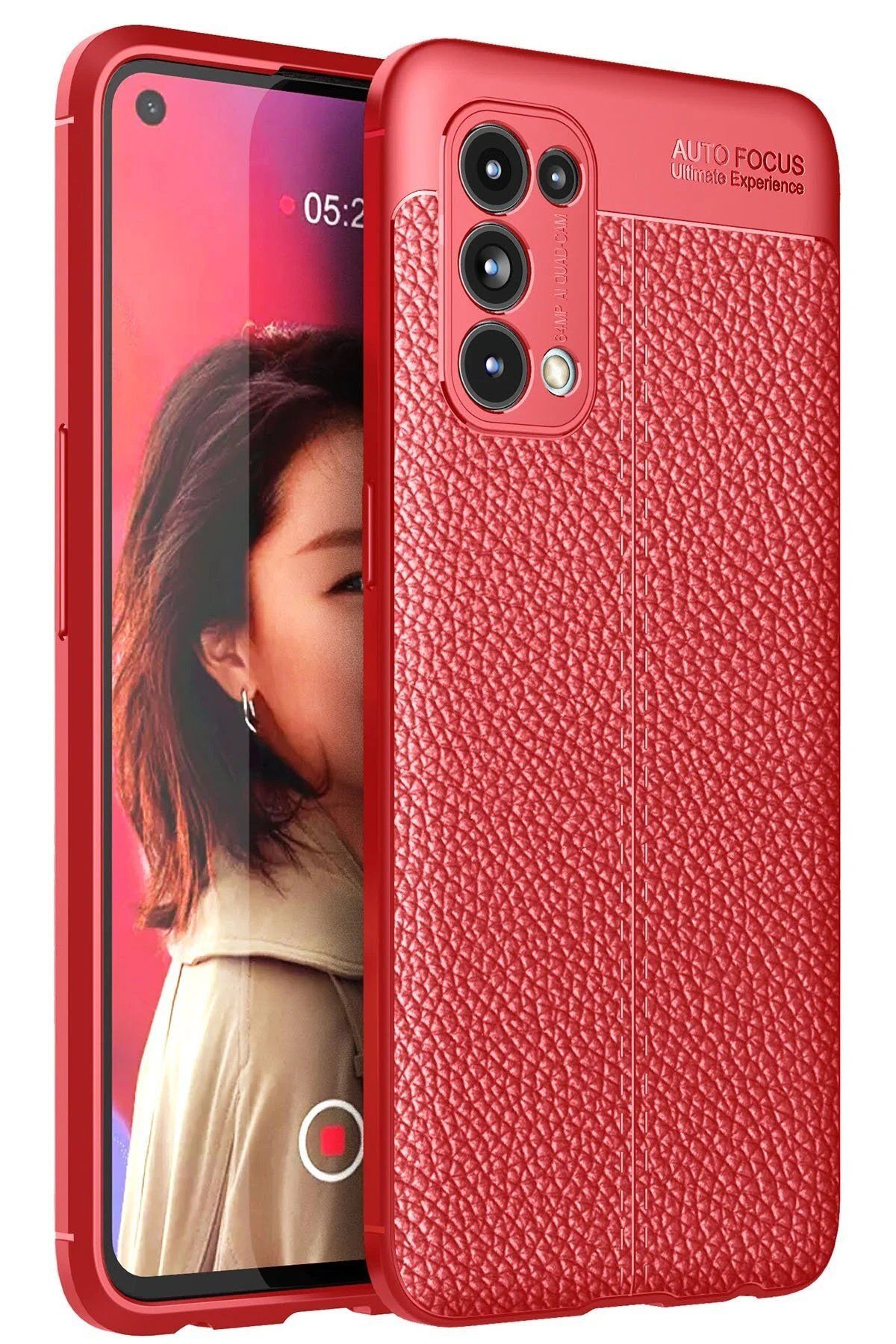 CepteToptan Newface Oppo Reno 5 Kılıf Auto Focus Kapak - Kırmızı