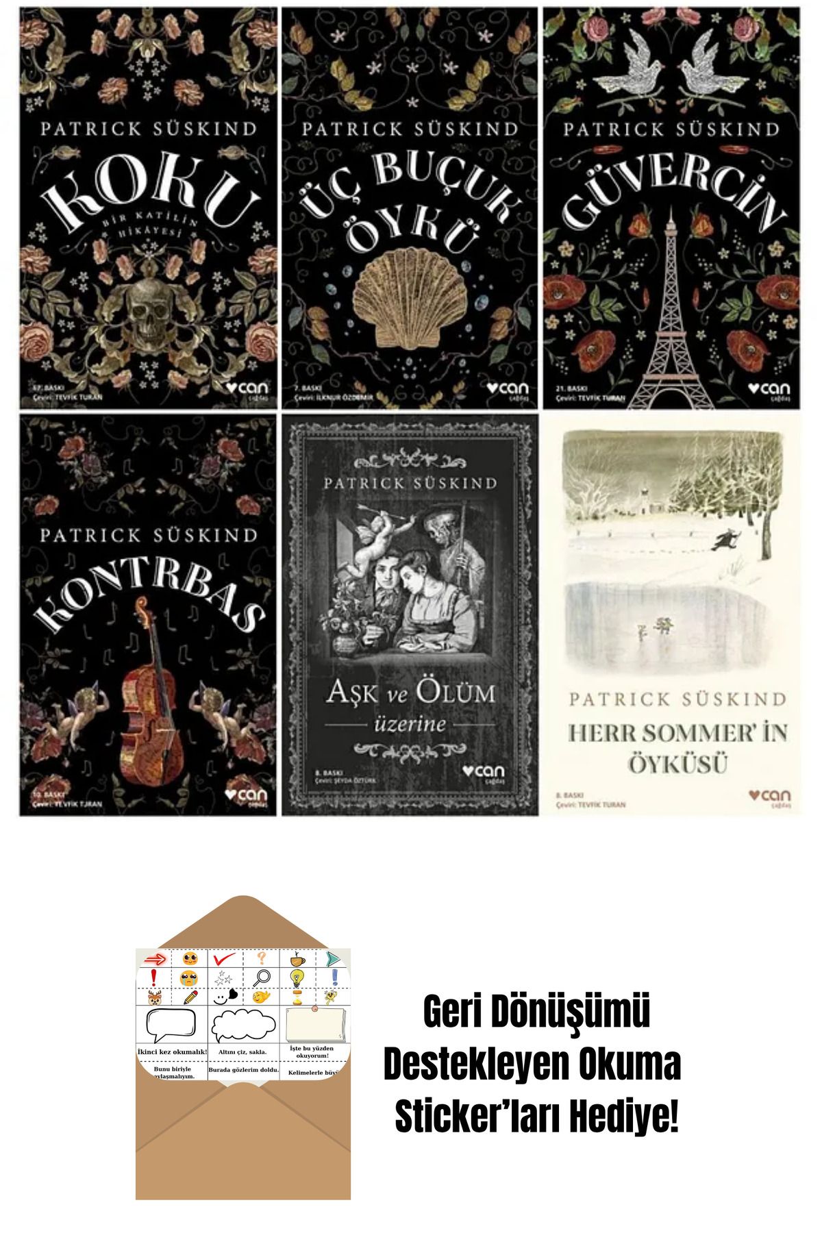 Can Yayınları Patrick Süskind 6 Kitap Set + Okuma Sticker'ları