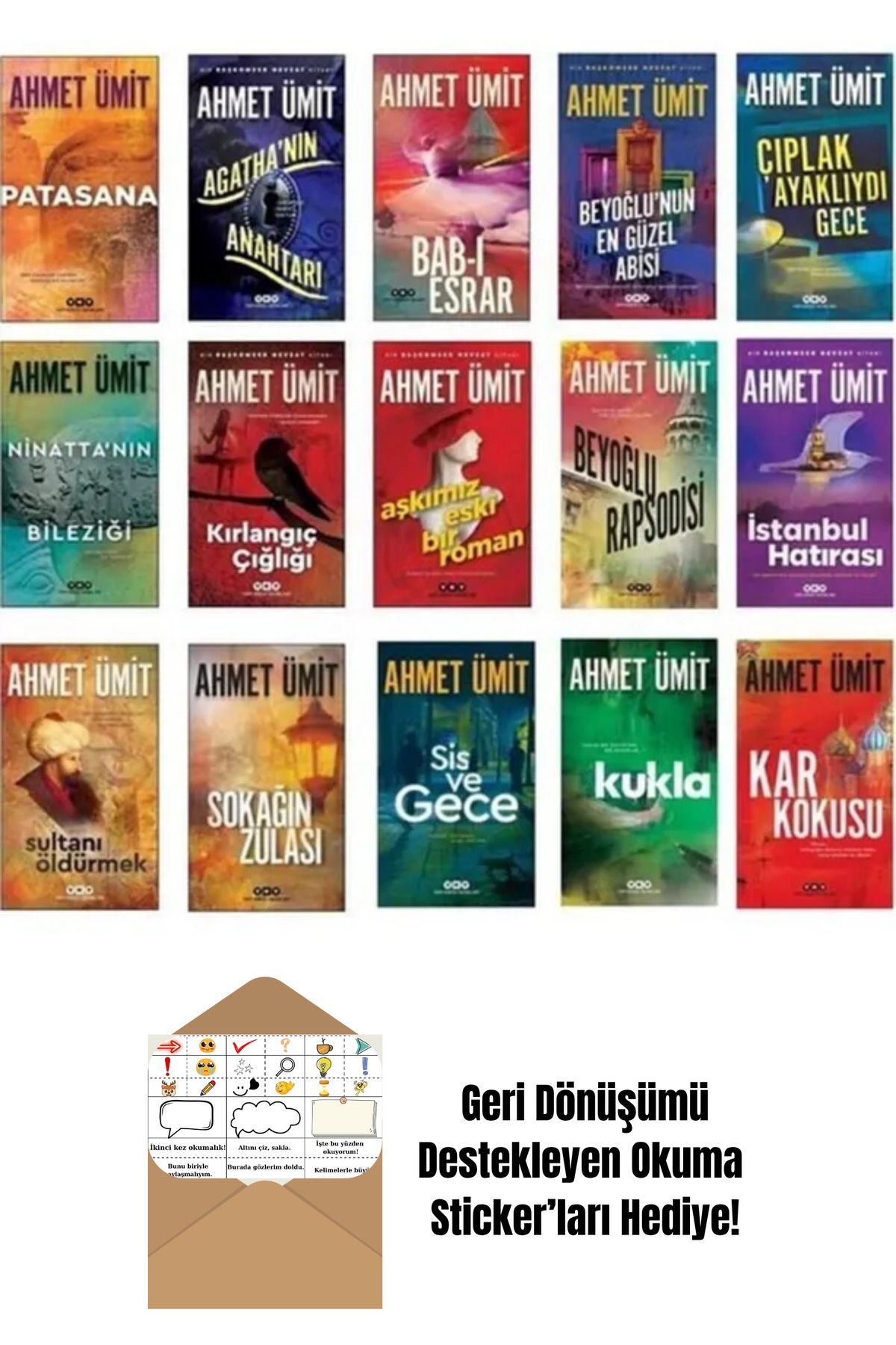 Yapı Kredi Yayınları Ahmet Ümit Seti 15 Kitap + Okuma Sticker'ları