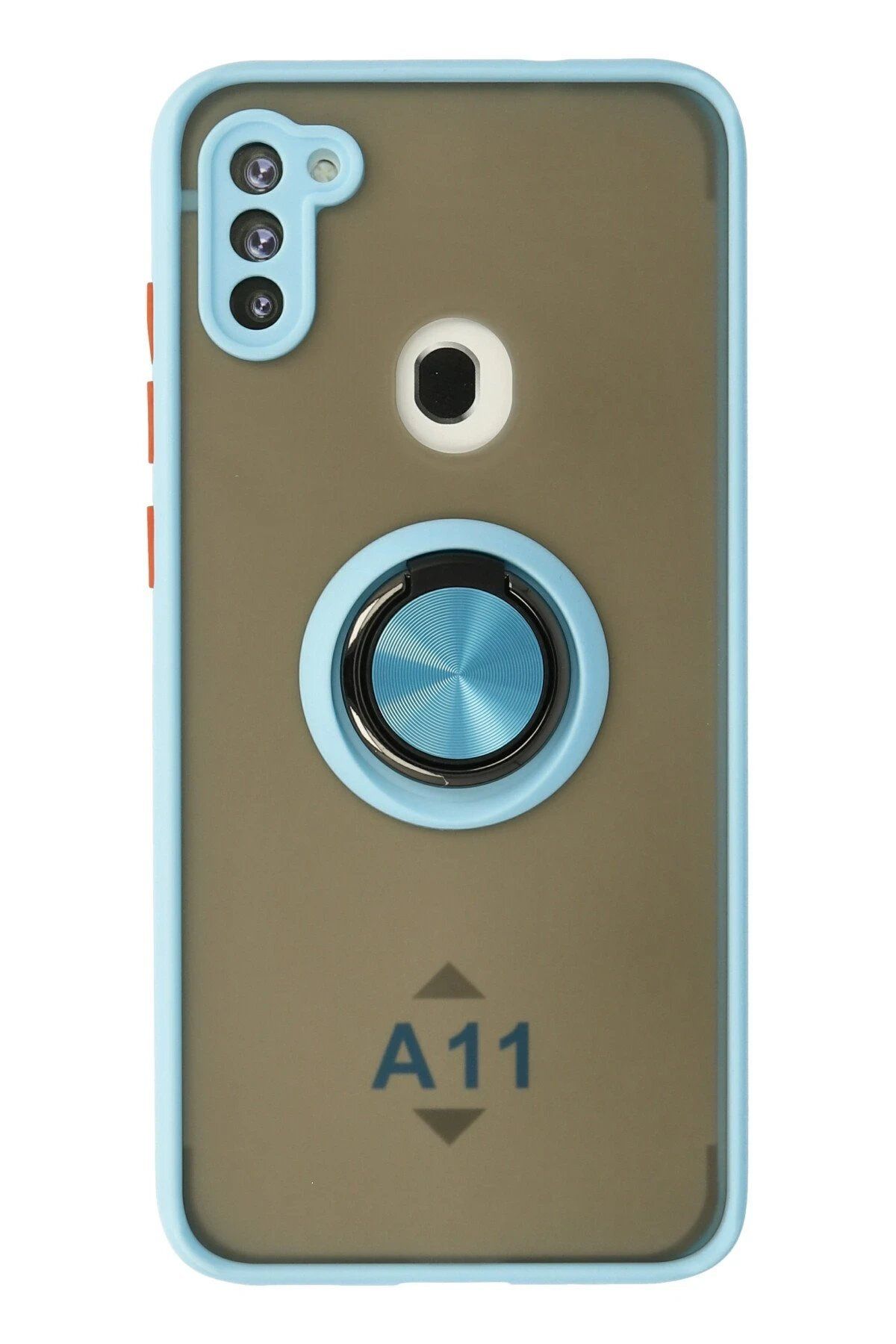 CepteToptan Newface Samsung Galaxy A11 Kılıf Montreal Yüzüklü Silikon Kapak - Buz Mavi
