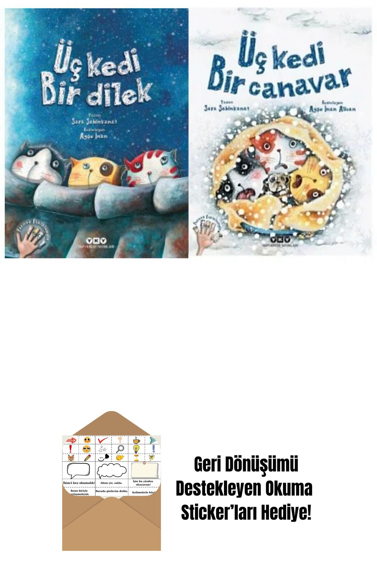 Yapı Kredi Yayınları Üç Kedi Bir Canavar +üç Kedi Bir Dilek 2 Kitap Bir Arada + Okuma Sticker'ları