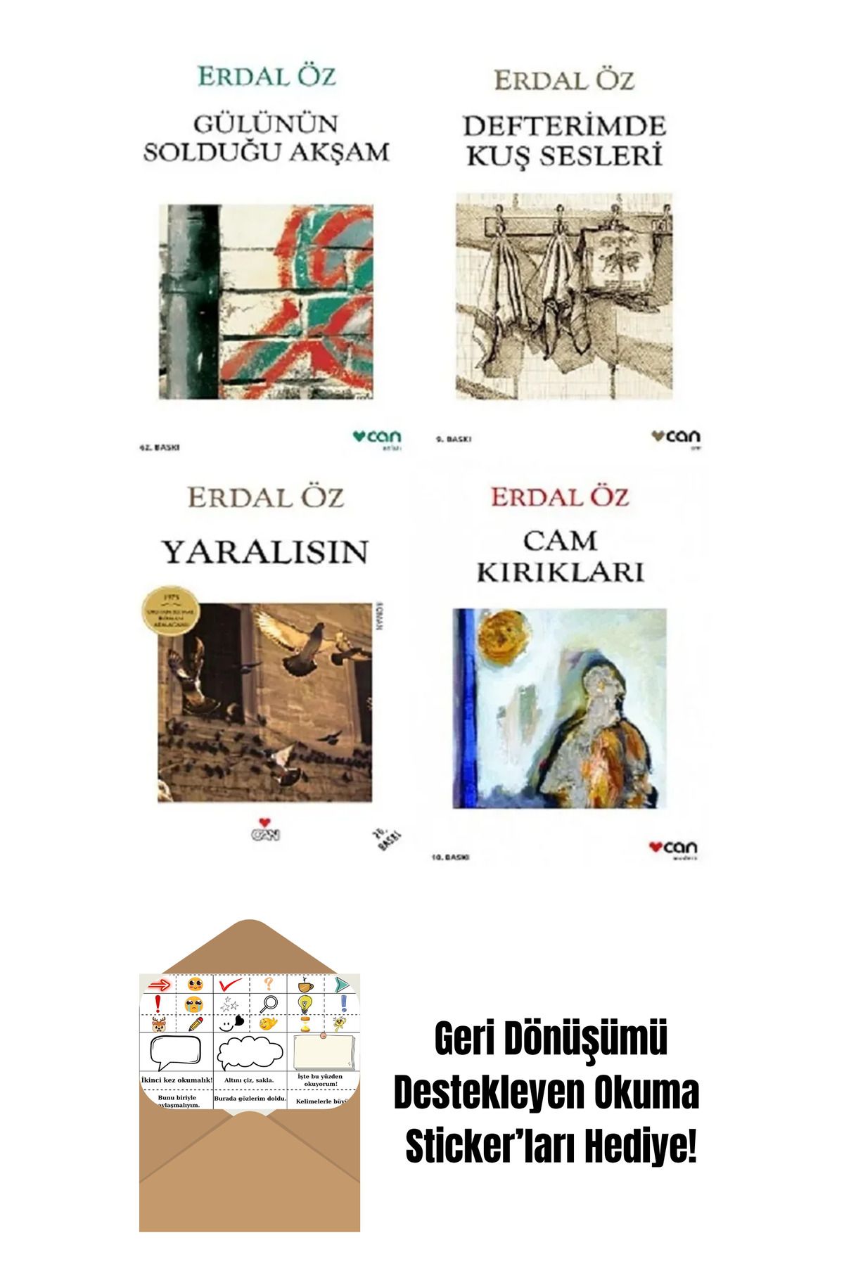 Can Yayınları 4 Kitap Set - Erdal Öz + Okuma Sticker'ları