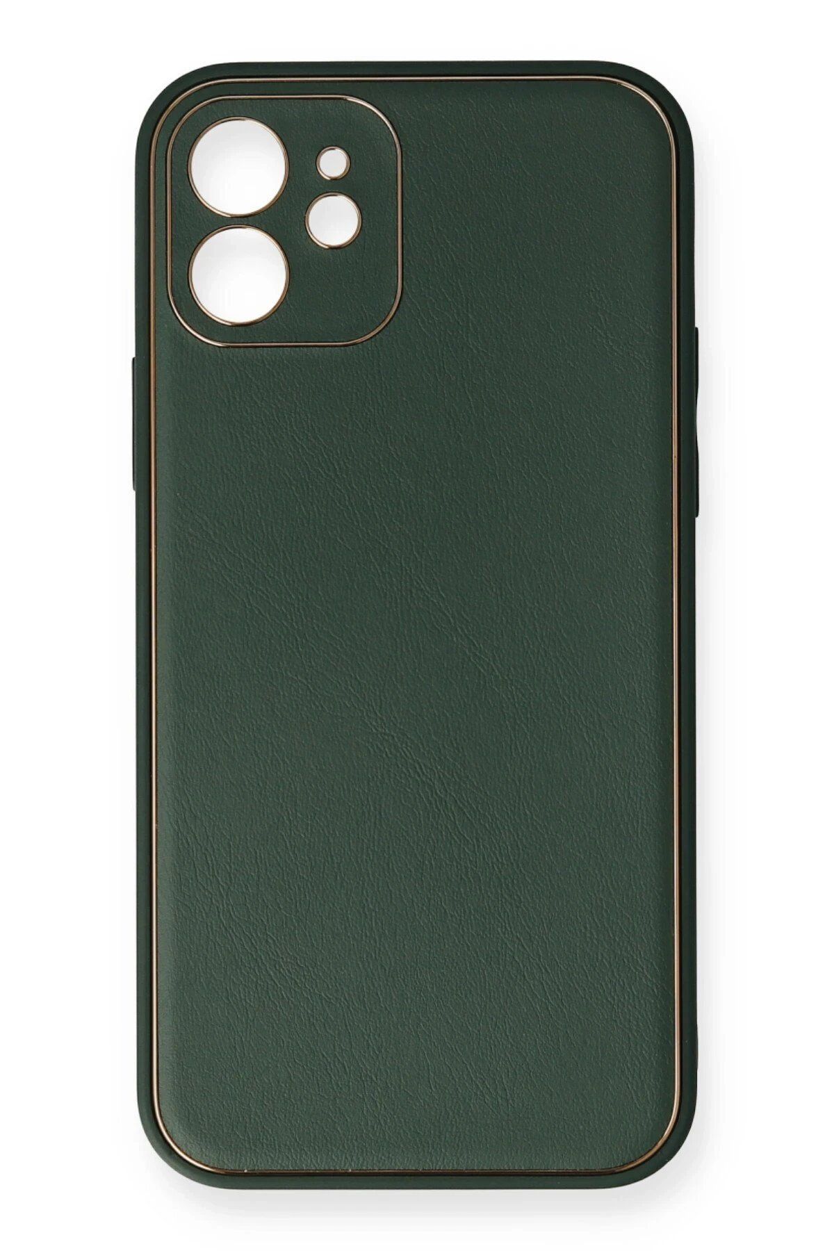 CepteToptan Newface iPhone 12 Mini Kılıf Coco Deri Silikon Kapak - Yeşil