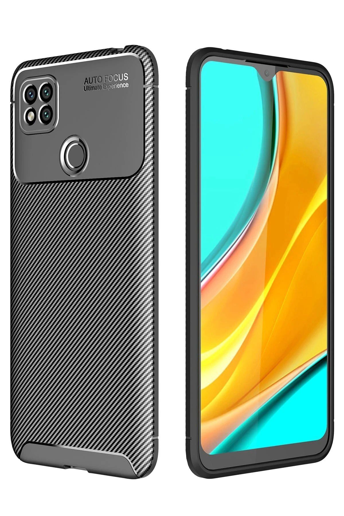 CepteToptan Newface Xiaomi Redmi 9C Kılıf Auto Focus Karbon Kapak - Siyah