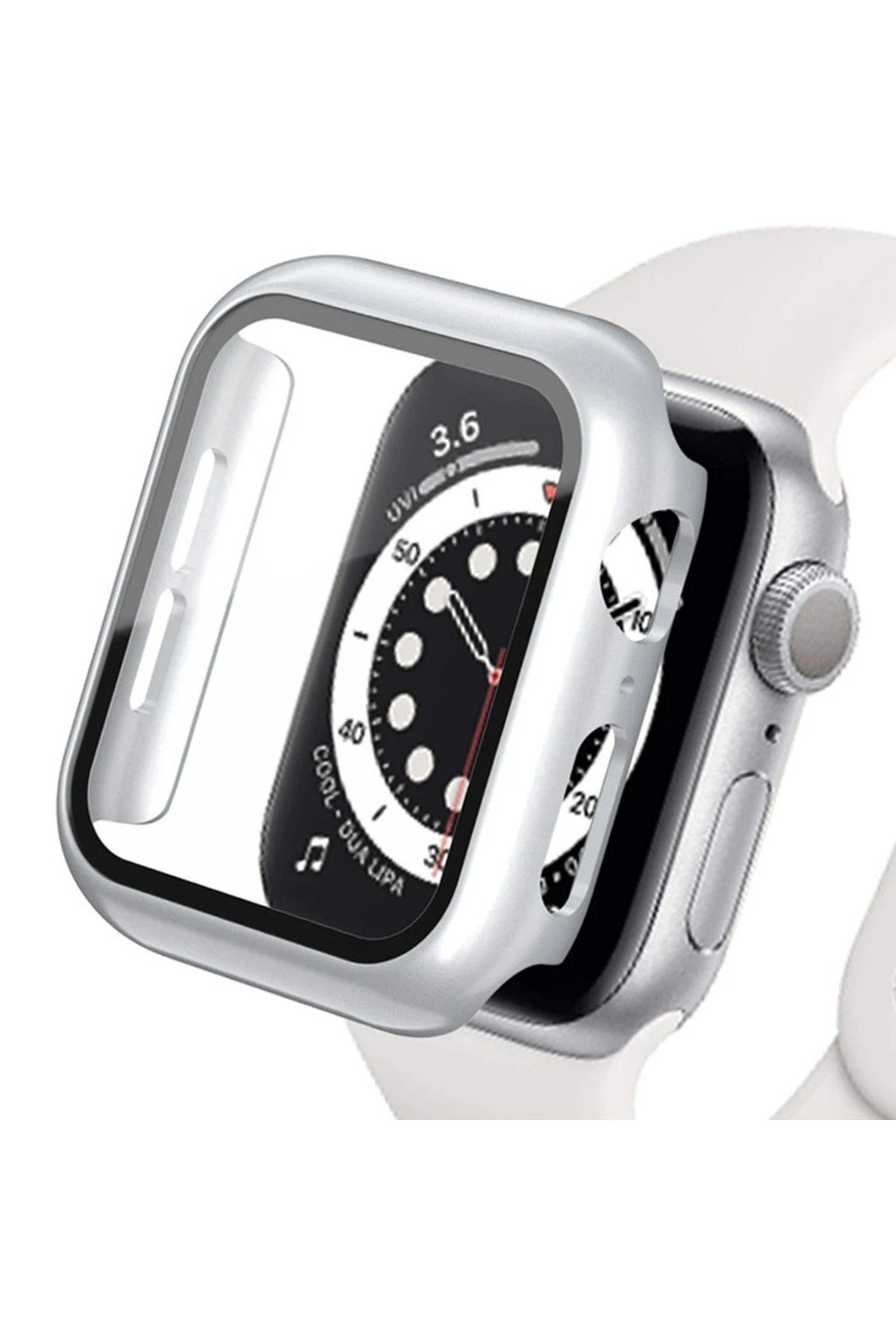 CepteToptan Newface Apple Watch Ultra 49mm Camlı Kasa Ekran Koruyucu - Gümüş