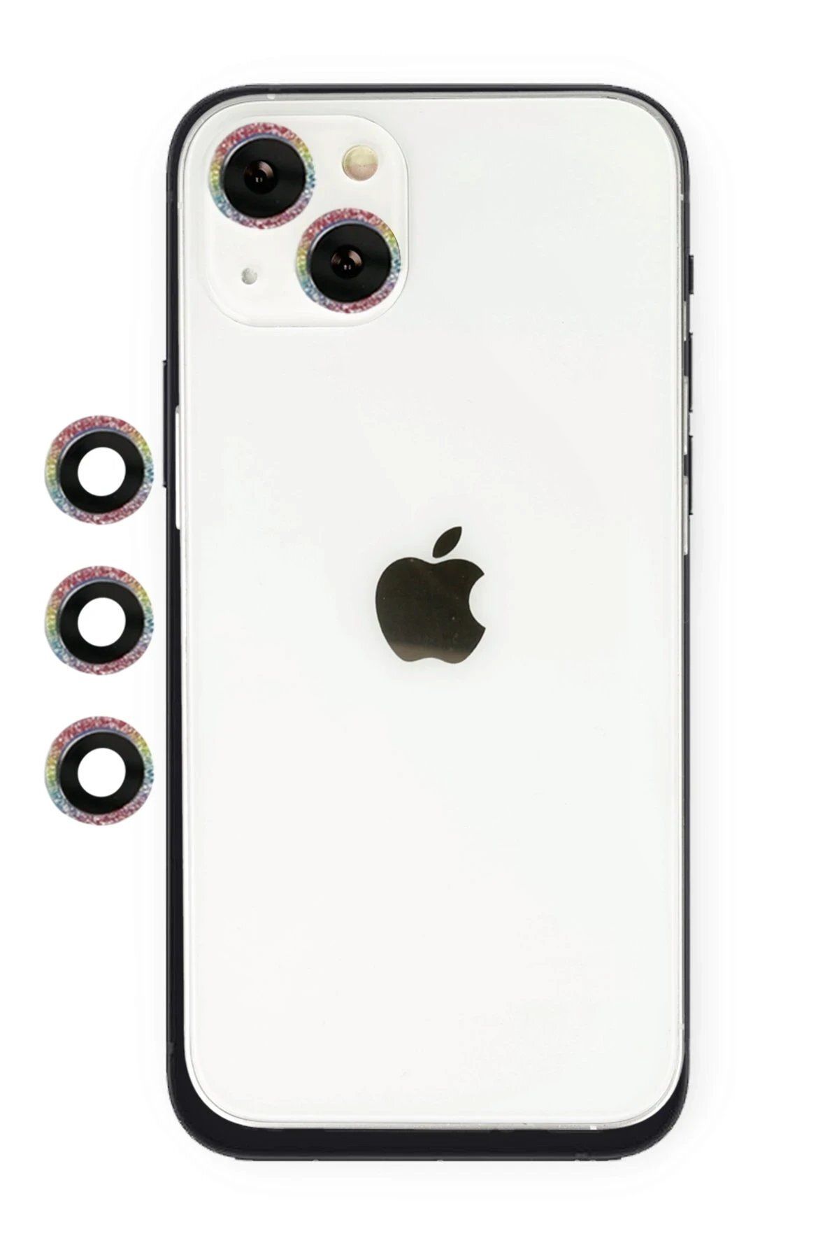 CepteToptan Newface iPhone 14 Shine Kamera Lens - Rainbow