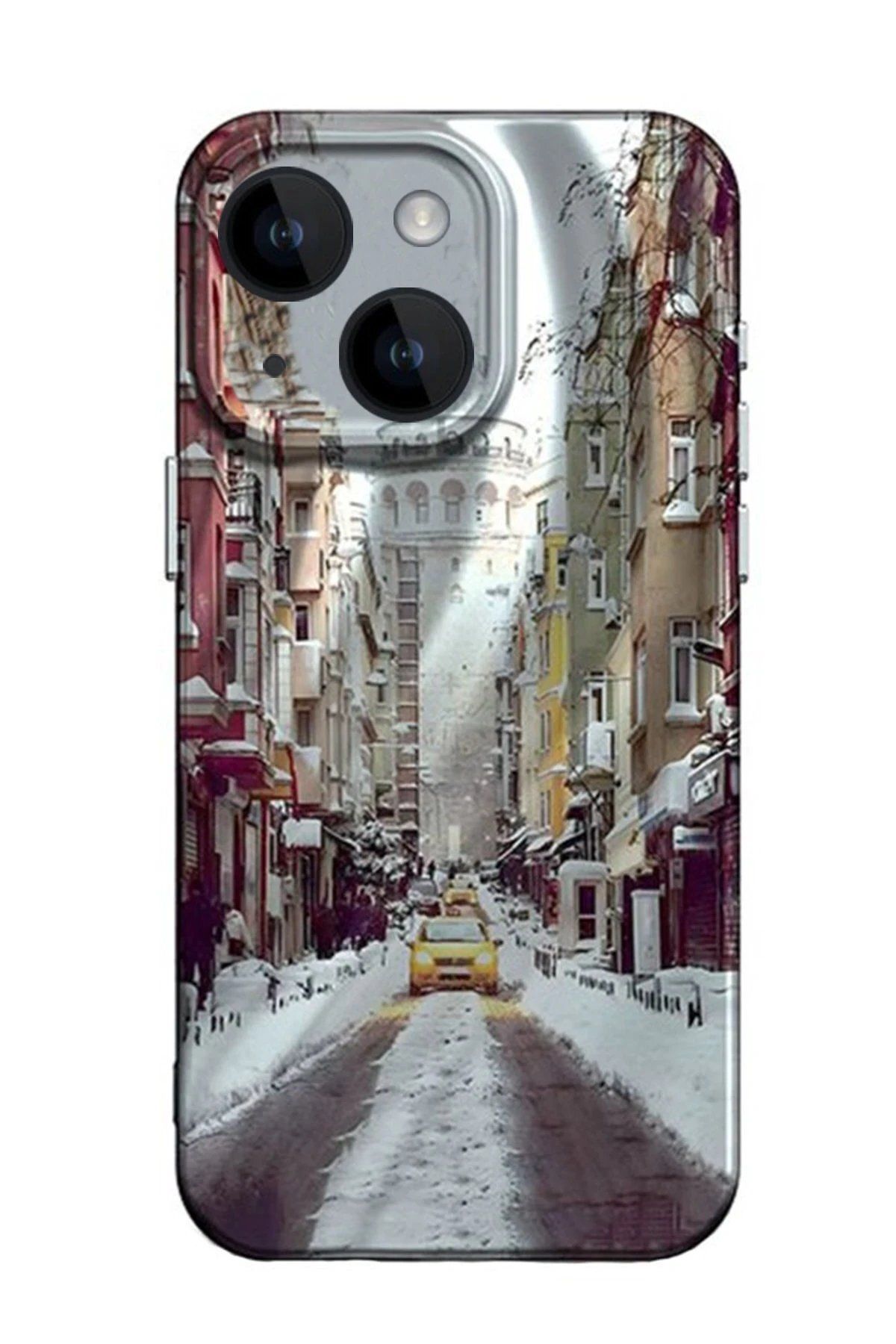 CepteToptan Newface iPhone 15 Kılıf Crew Desenli Kapak - Galata Kulesi