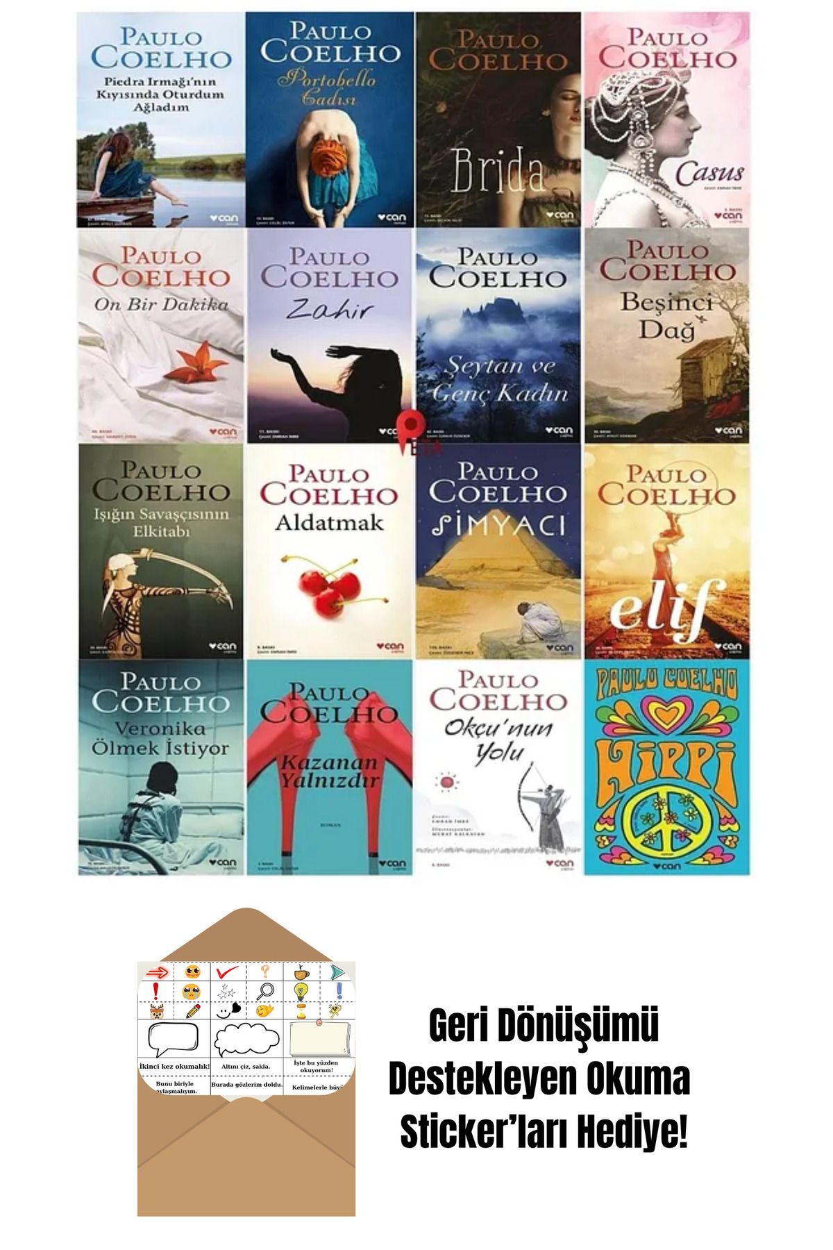 Can Yayınları Paulo Coelho Seti (16 Kitap) + Okuma Sticker'ları
