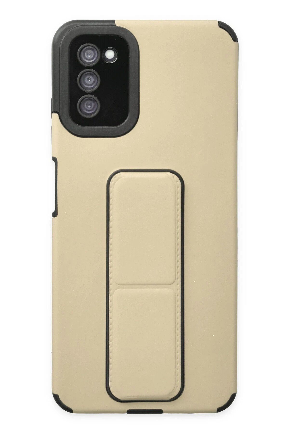 nerede bulurum Newface Samsung Galaxy A03S Kılıf Mega Standlı Silikon - Gold