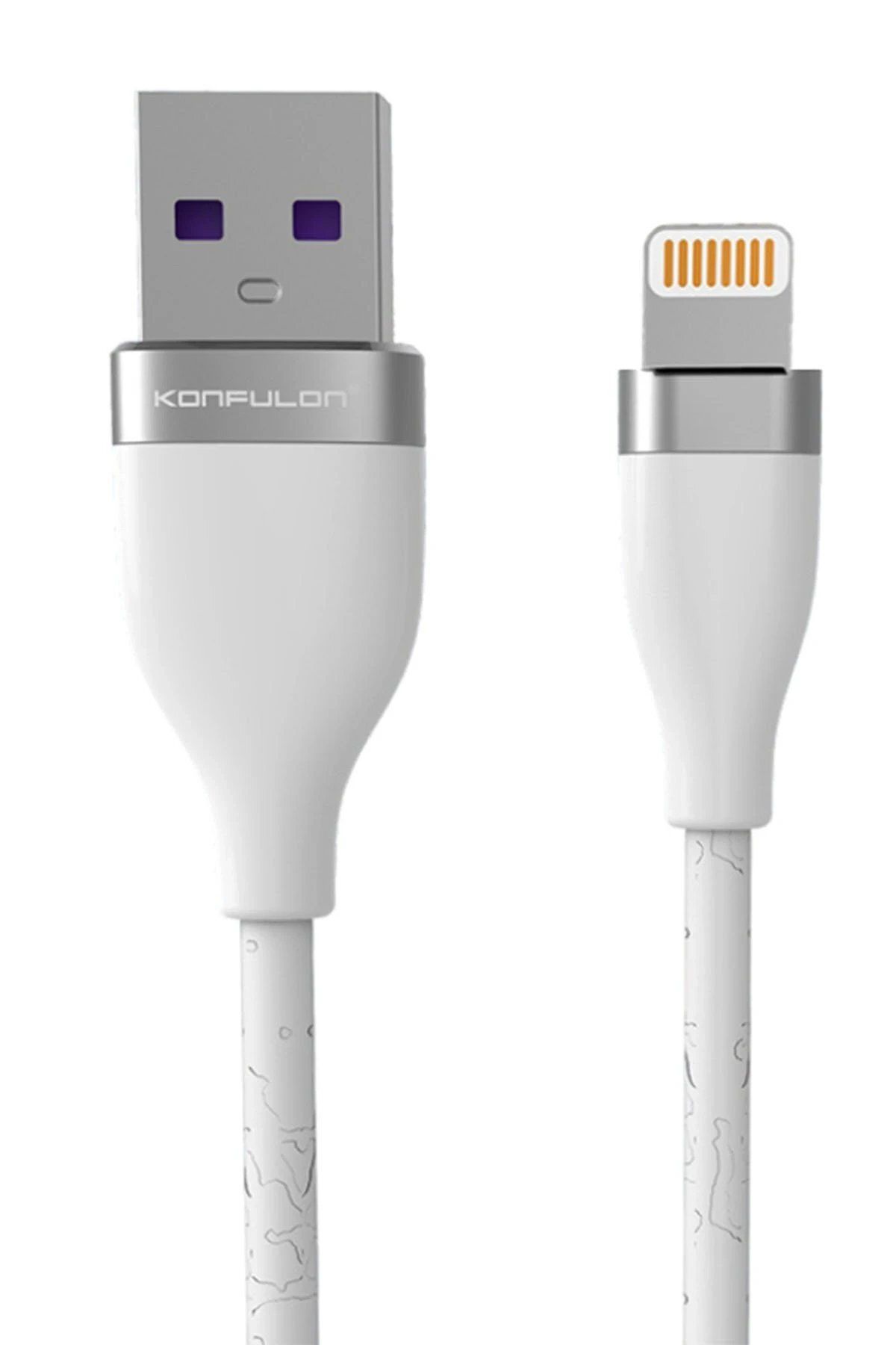 CepteToptan Konfulon S83 Seramik Uçlu Lightning Kablo iphone Uyumlu 1M 3.1A - Beyaz