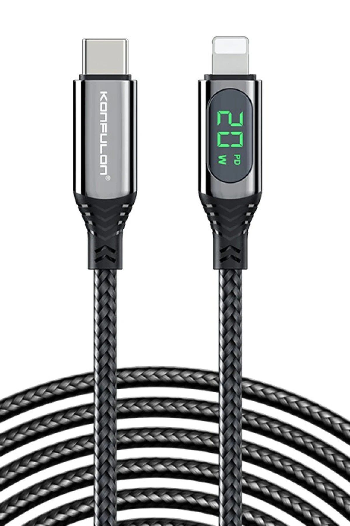 ENEFENDİ Konfulon DC41 Type-C to Lightning 1M Örgü 20W Hızlı Şarj Kablo - Siyah