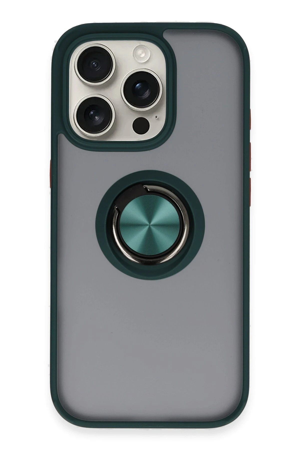 CepteToptan Newface iPhone 16 Pro Kılıf Montreal Yüzüklü Silikon Kapak - Yeşil