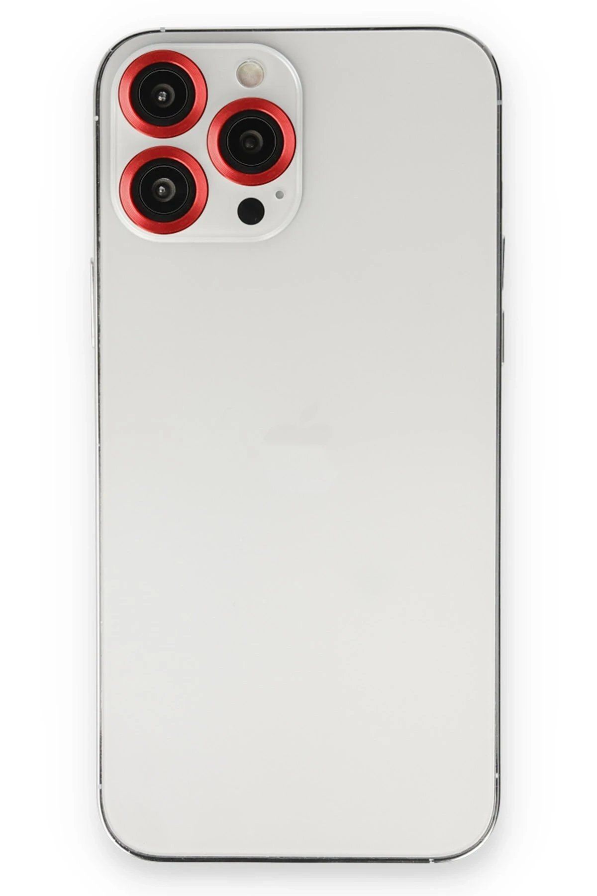 CepteToptan Newface iPhone 13 Pro Max uyumlu  Metal Kamera Lens - Kırmızı