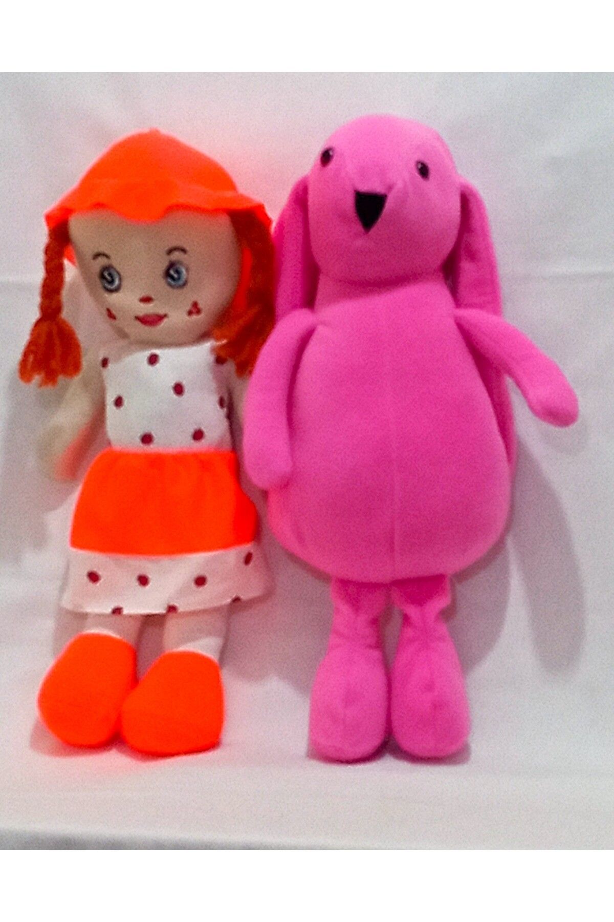 Pufline İkili Set Pembe Tavşan Ve Bez Bebek