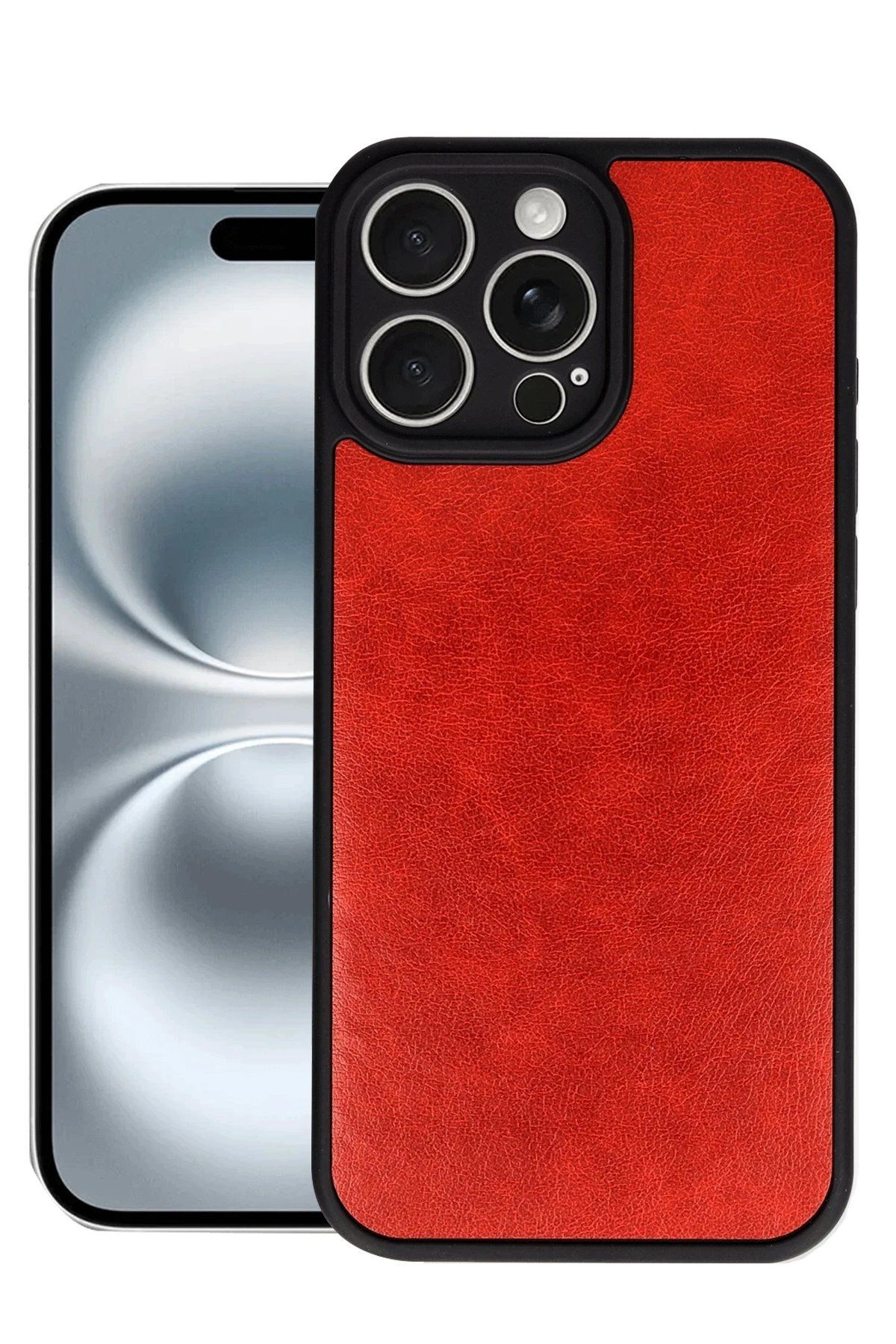 CepteToptan Newface iPhone 16 Pro Max Kılıf Aras Deri Kapak - Kırmızı