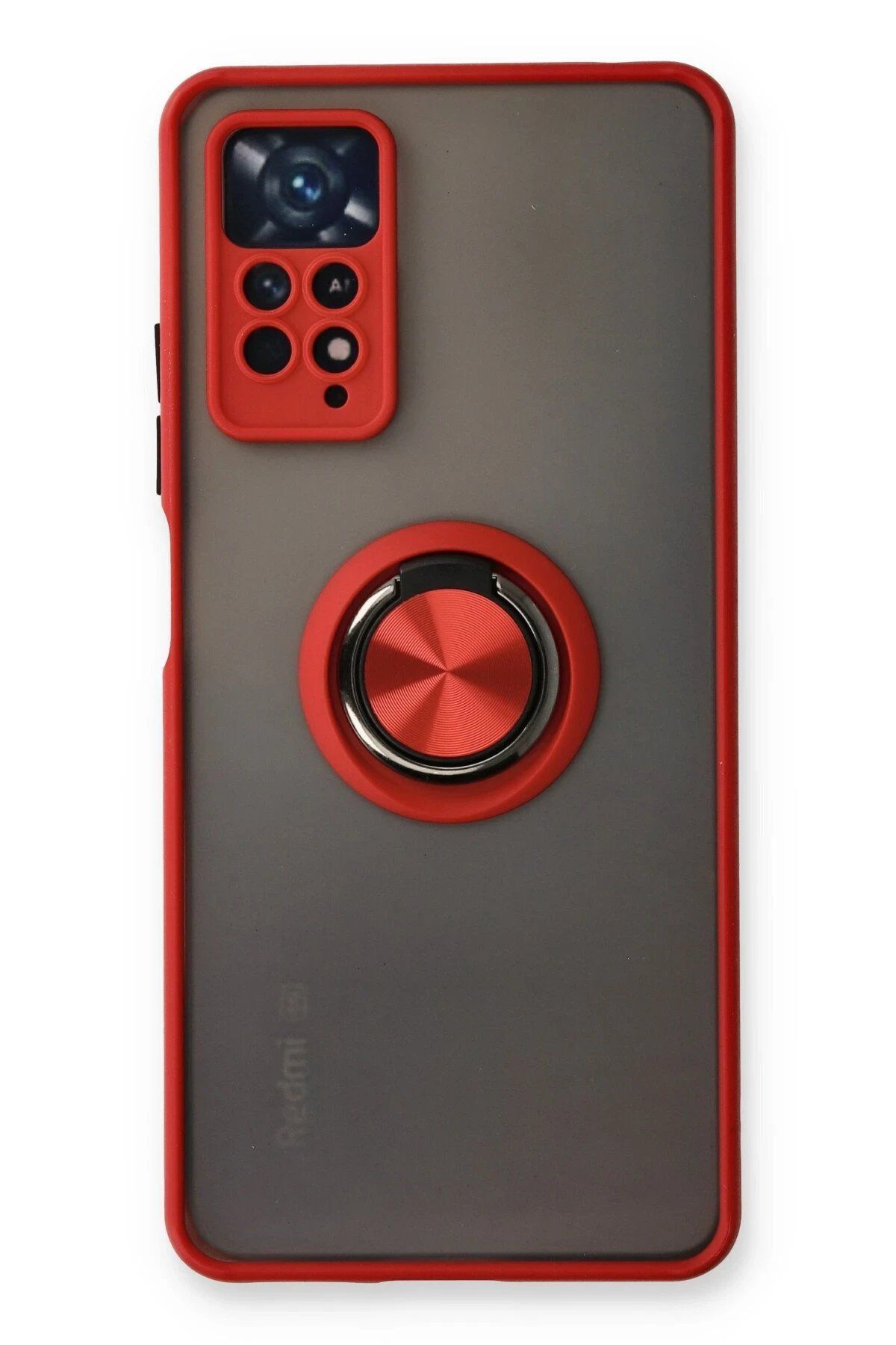 CepteToptan Newface Xiaomi Redmi Note 11 Pro Kılıf Montreal Yüzüklü Silikon Kapak - Kırmızı
