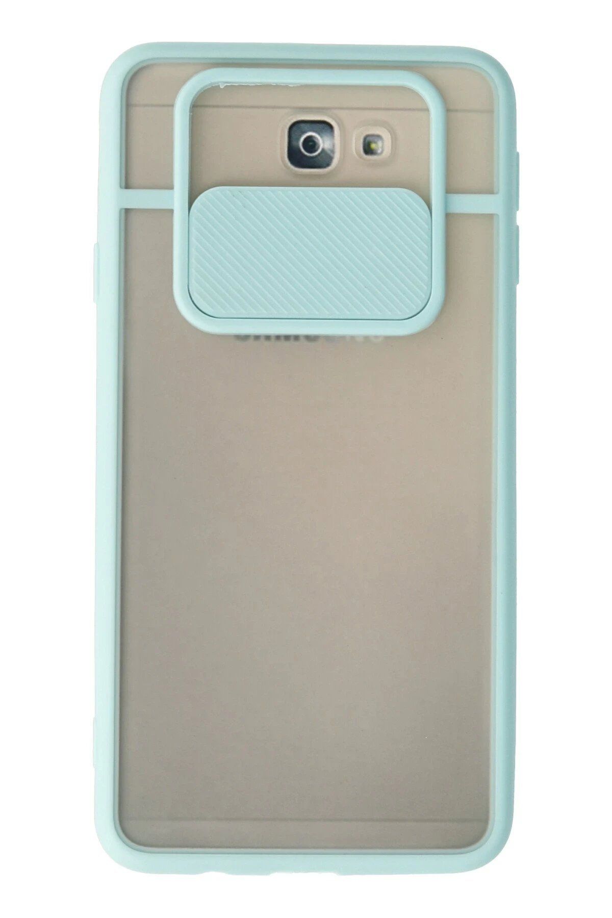 CepteToptan Newface Samsung Galaxy J7 Prime Kılıf Palm Buzlu Kamera Sürgülü Silikon - Turkuaz
