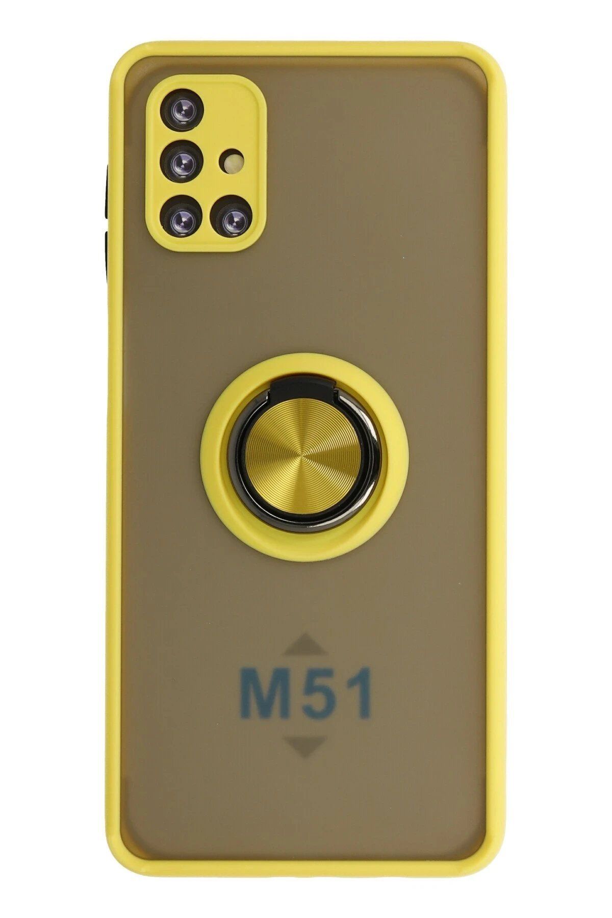CepteToptan Newface Samsung Galaxy M51 Kılıf Montreal Yüzüklü Silikon Kapak - Sarı
