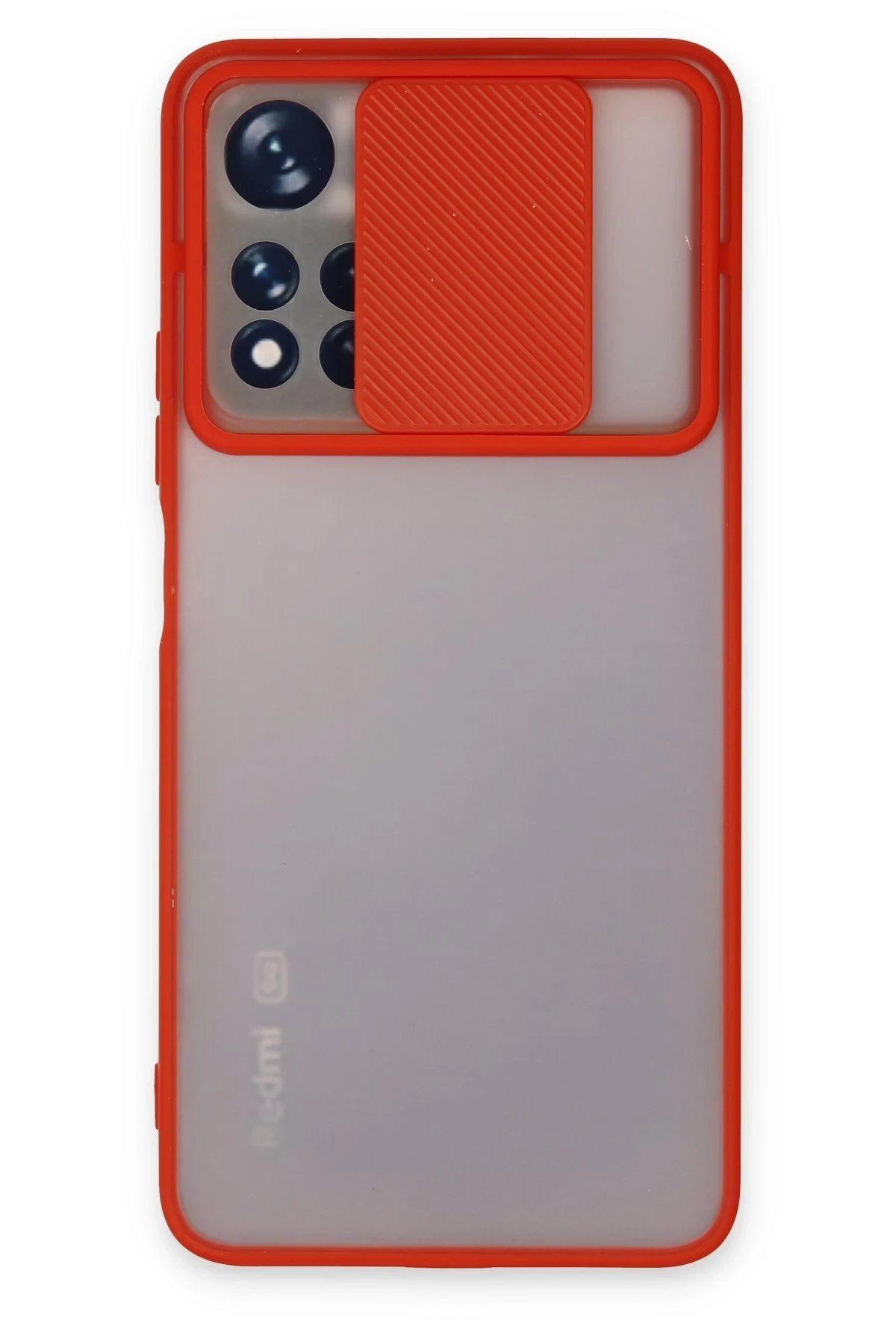 CepteToptan Newface Xiaomi Redmi Note 11T Kılıf Palm Buzlu Kamera Sürgülü Silikon - Kırmızı