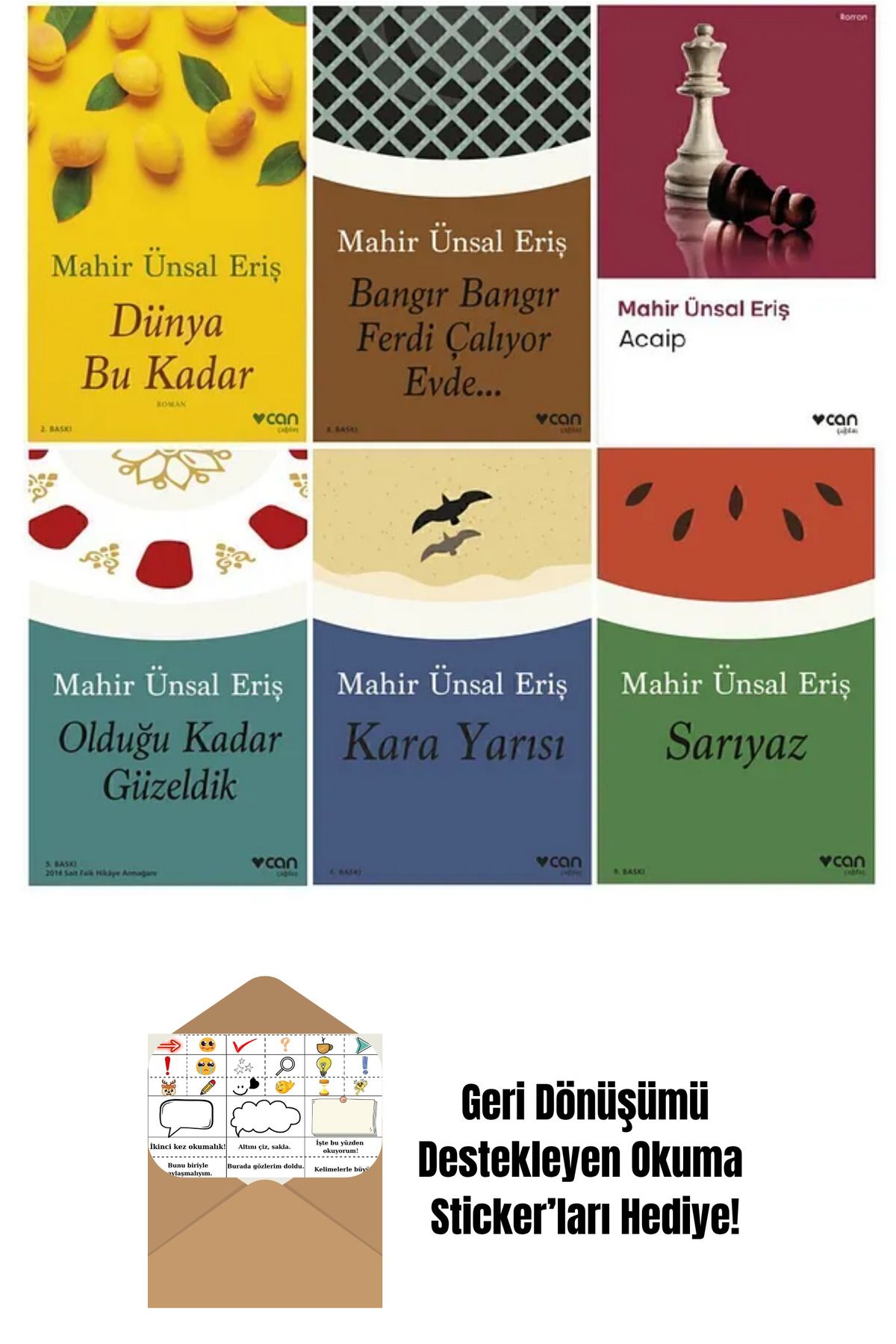 Can Yayınları Mahir Ünsal Eriş 6 Kitap Set + Okuma Sticker'ları