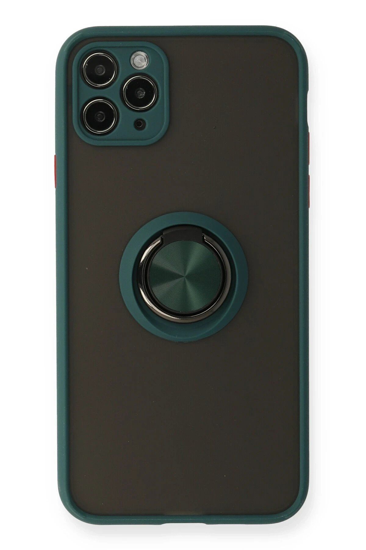 CepteToptan Newface iPhone 11 Pro Kılıf Montreal Yüzüklü Silikon Kapak - Yeşil