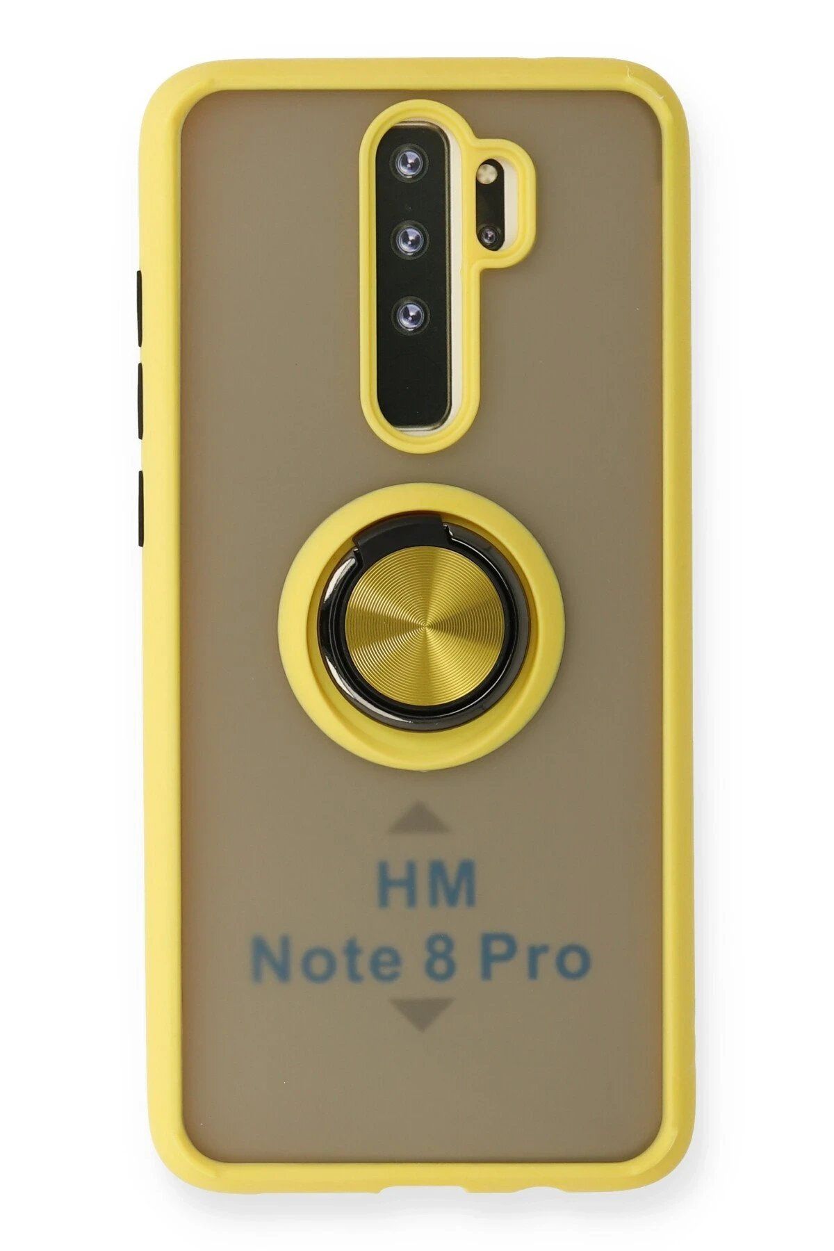 CepteToptan Newface Xiaomi Redmi Note 8 Pro Kılıf Montreal Yüzüklü Silikon Kapak - Sarı