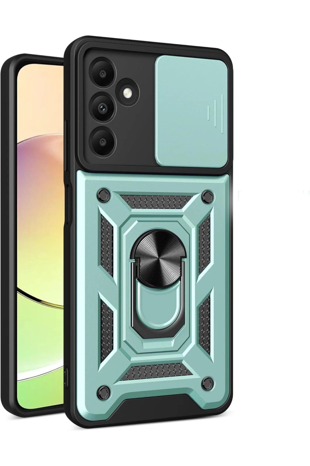 CepteToptan Newface Samsung Galaxy M15 Kılıf Pars Lens Yüzüklü Silikon - Yeşil