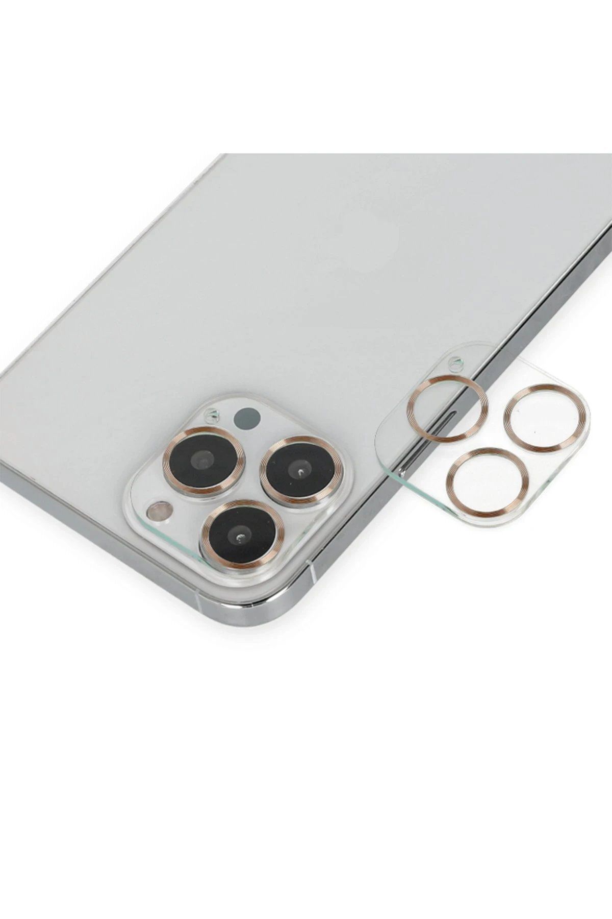 CepteToptan iPhone 14 Pro Max Uyumlu Band Metal Kamera Lens - Gold