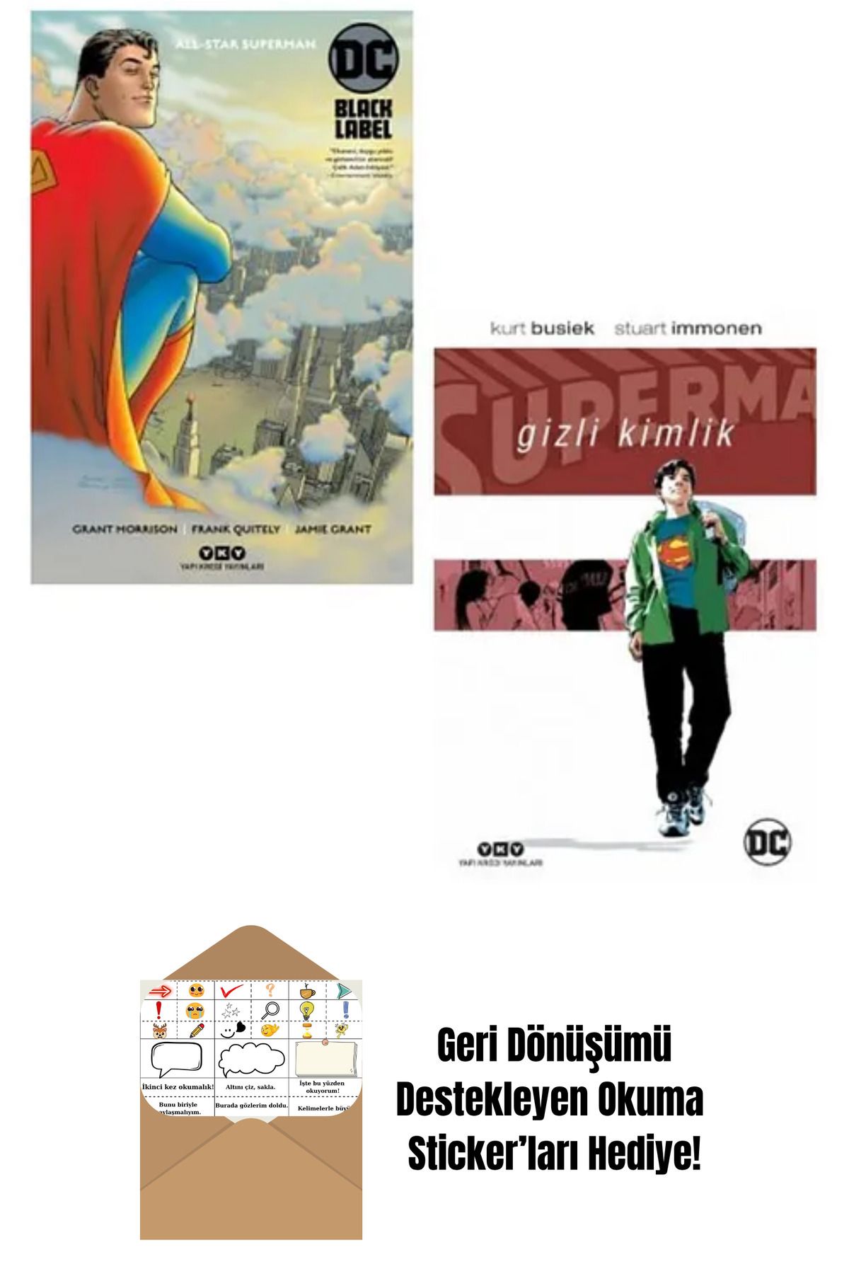Yapı Kredi Yayınları All-Star Superman + Gizli Kimlik 2'li Çizgi Roman Seti + Okuma Sticker'ları