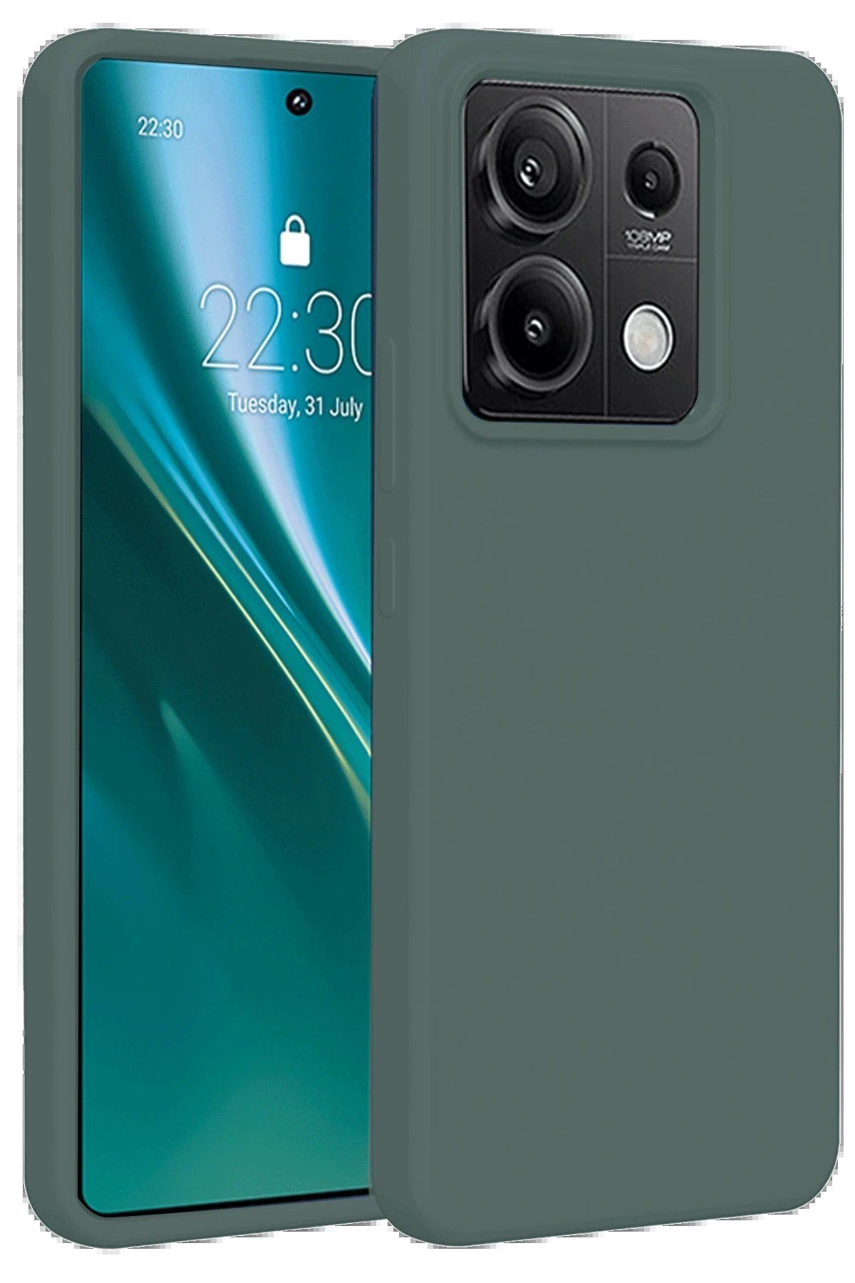 CepteToptan Newface Xiaomi Redmi Note 13 Pro 5G Kılıf First Silikon - Koyu Yeşil