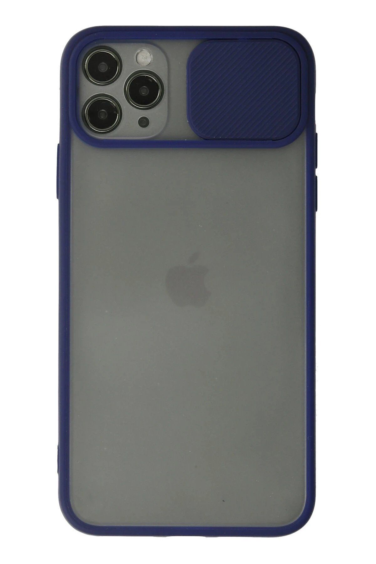 CepteToptan Newface iPhone 11 Pro Max Kılıf Palm Buzlu Kamera Sürgülü Silikon - Lacivert