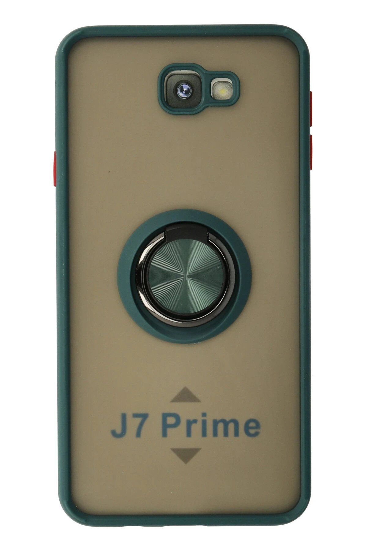 CepteToptan Newface Samsung Galaxy J7 Prime Kılıf Montreal Yüzüklü Silikon Kapak - Yeşil