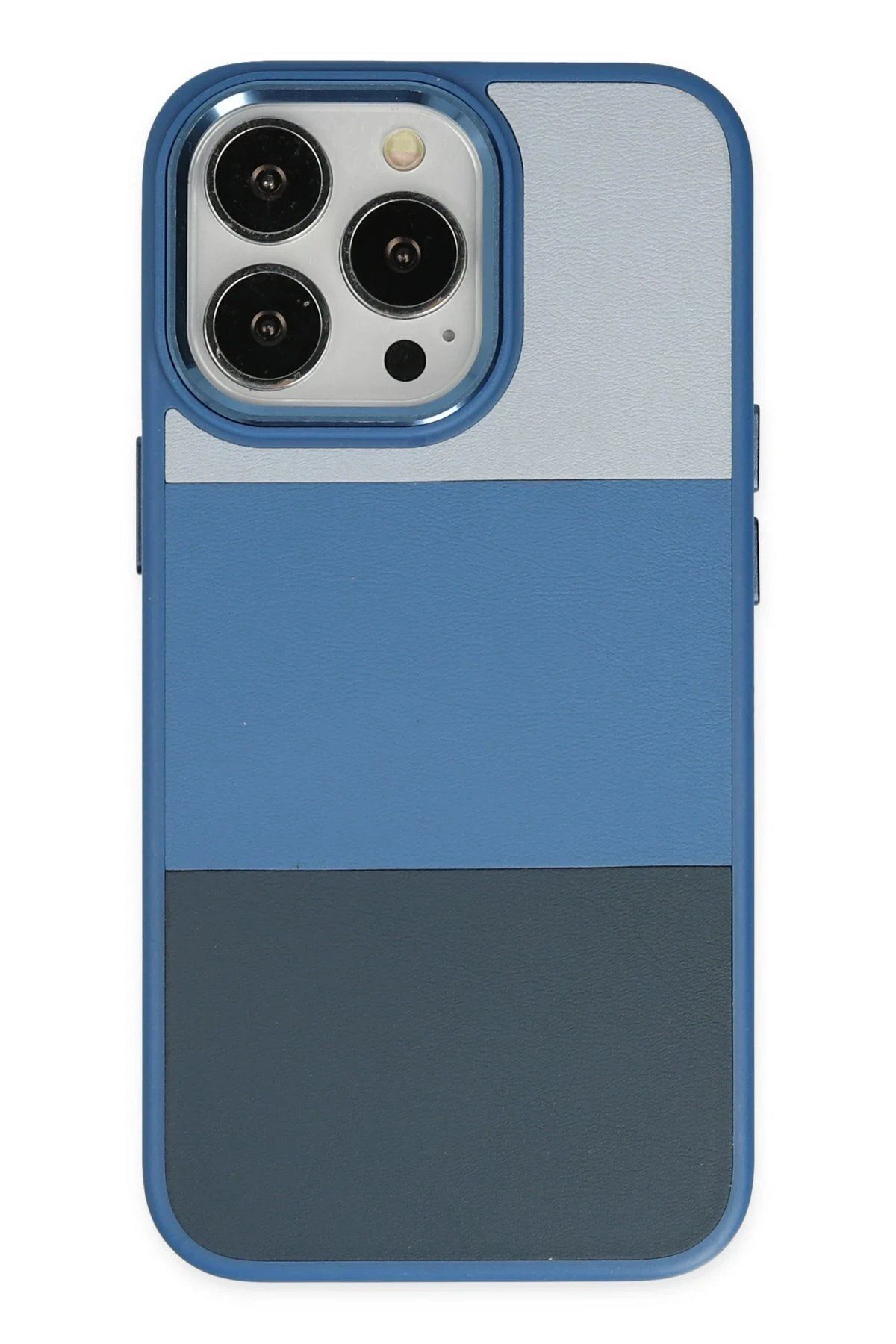 CepteToptan Newface iPhone 14 Pro Max Kılıf King Kapak - Açık Mavi-Lacivert
