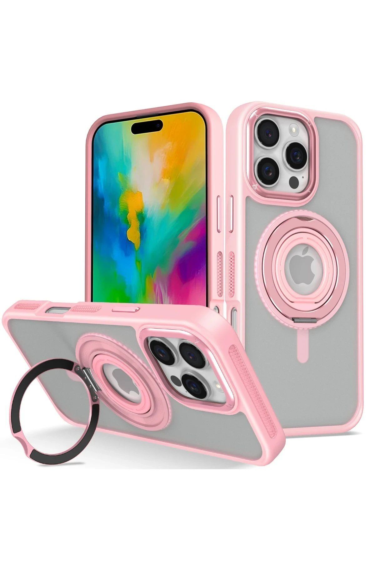 CepteToptan Joko iPhone 16 Pro Banza Magsafe Standlı Kapak - Pembe