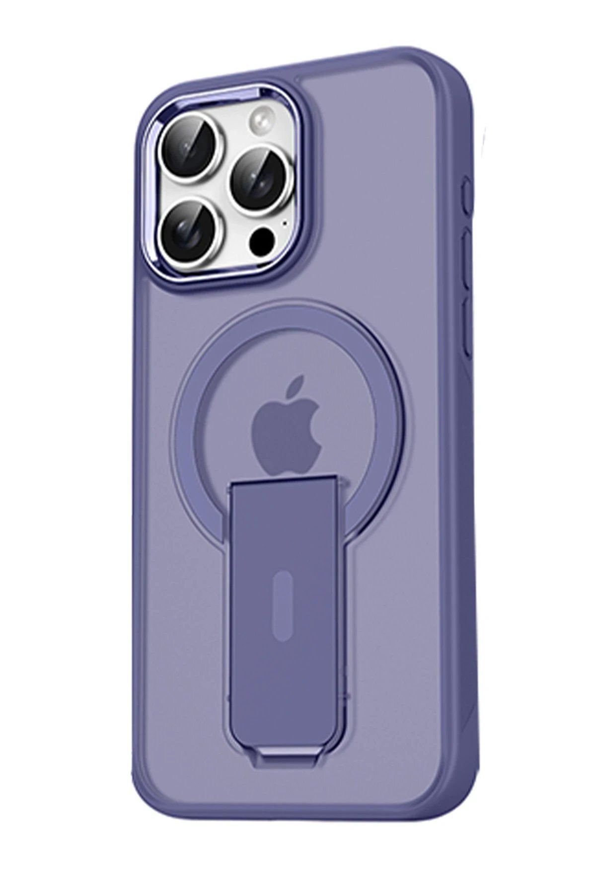 CepteToptan Newface iPhone 14 Pro Tork Magsafe Standlı Kapak - Derin Mor