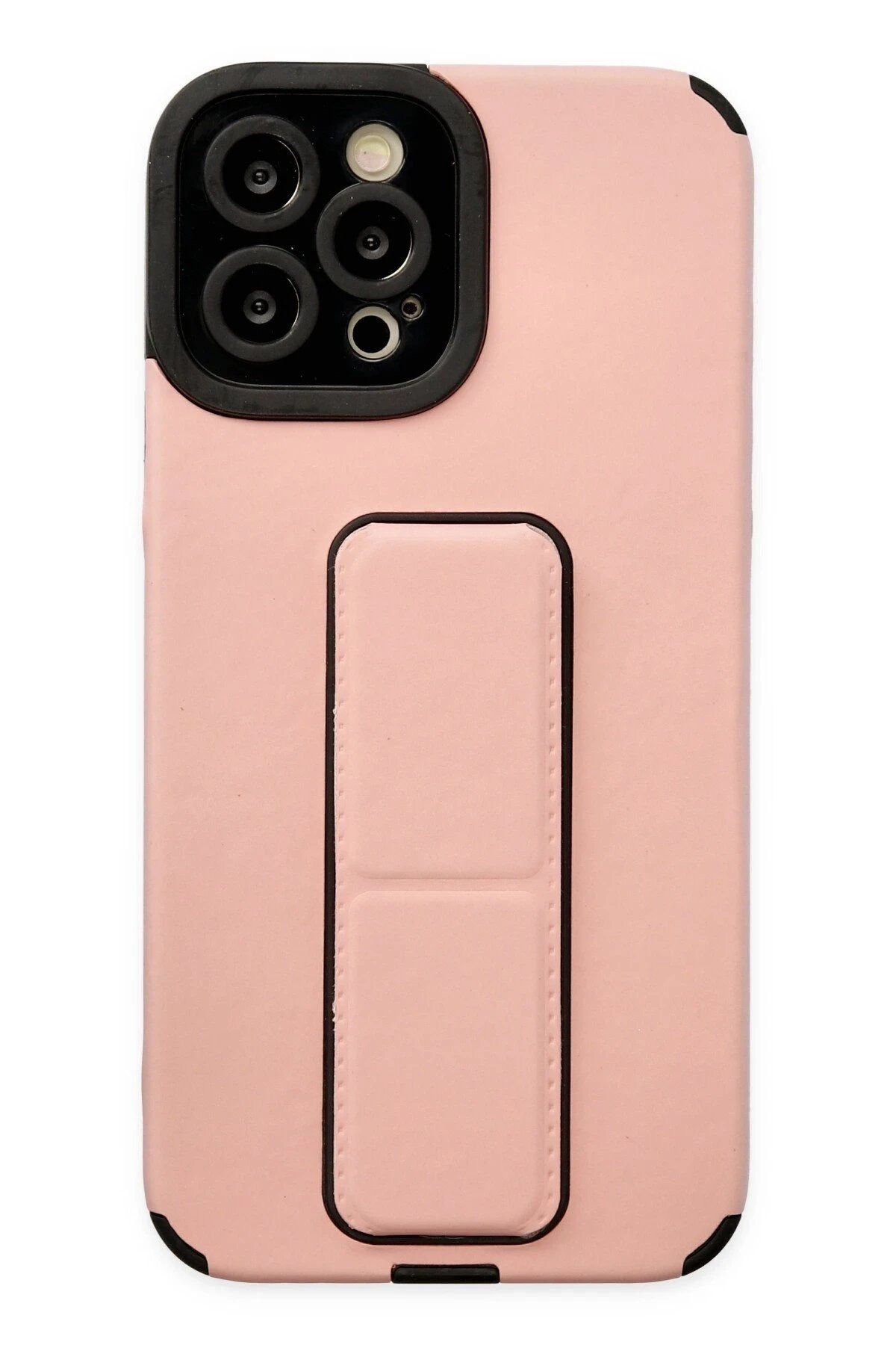 CepteToptan Newface iPhone 12 Pro Max Kılıf Mega Standlı Silikon - Pudra