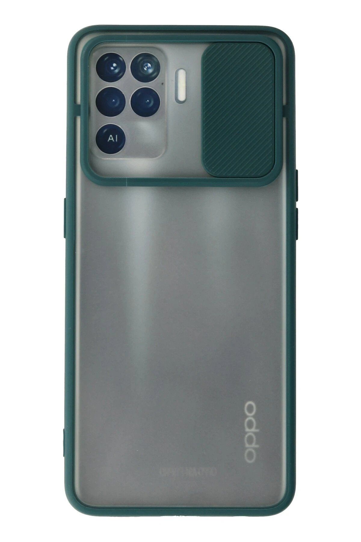 CepteToptan Newface Oppo Reno 5 Lite Kılıf Palm Buzlu Kamera Sürgülü Silikon - Yeşil