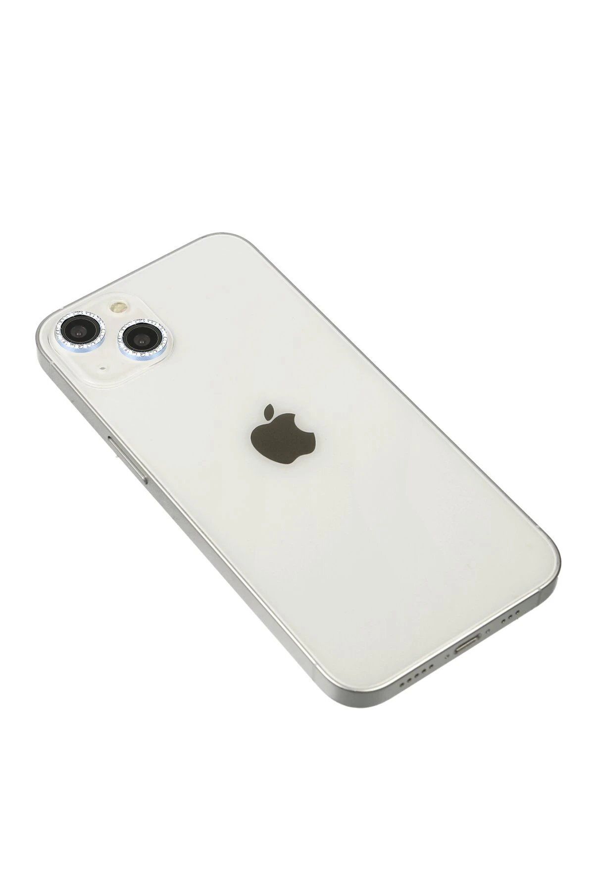 CepteToptan Newface iPhone 14 Uyumlu  Diamond Kamera Lens - Sierra Blue