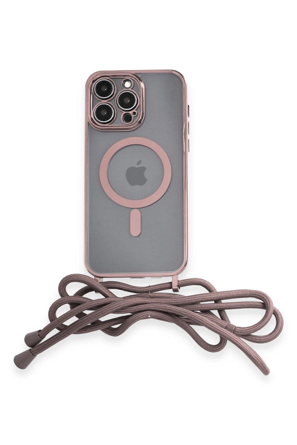 CepteToptan Newface iPhone 12 Pro Max Kılıf Divo Lazer Askılı Magsafe Kapak - Pembe