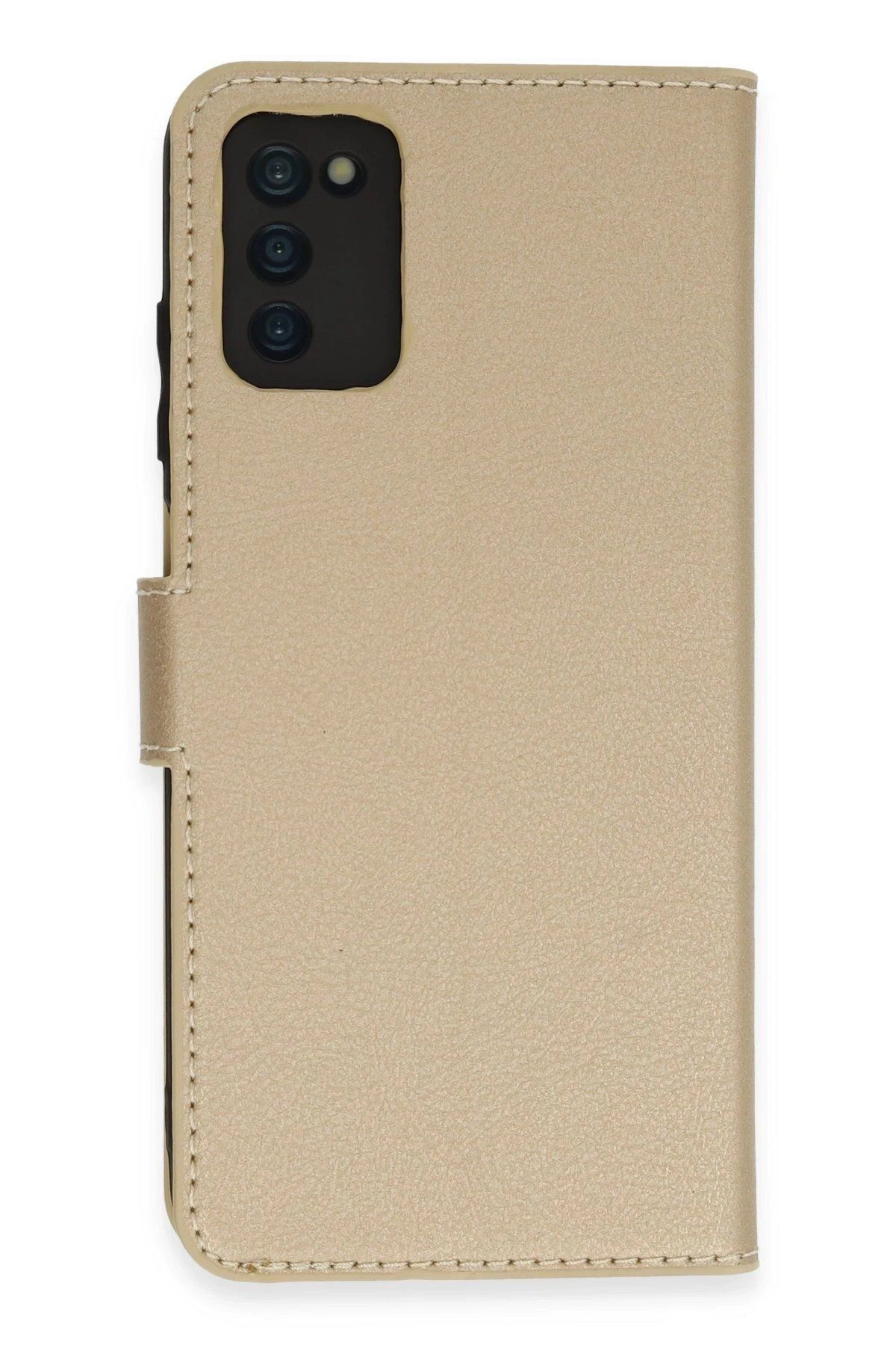 CepteToptan Newface Samsung Galaxy A03S Kılıf Trend S Plus Kapaklı Kılıf - Gold