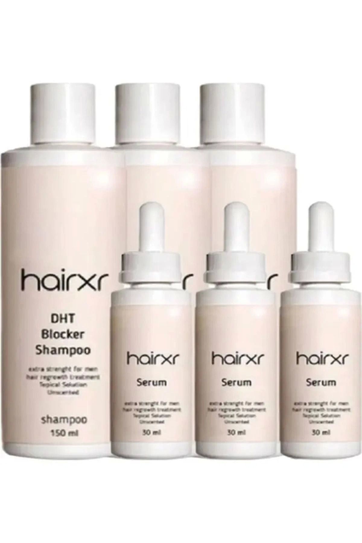 DENİZBİLİŞİM Hairxr Shampoo & Serum/Hairxr Saç Bakım Şampuan 150Ml Ve Saç Serumu 30Ml X 3 Adet
