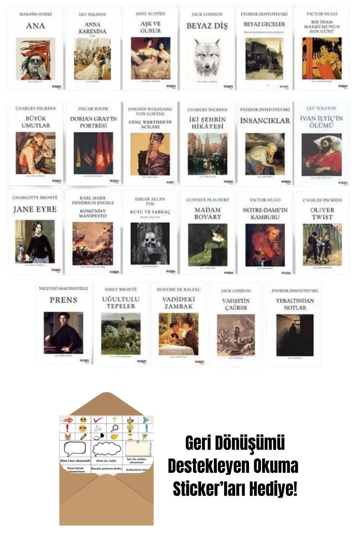 Can Yayınları Dünya Klasikleri Seti 24 Kitap + Okuma Sticker'ları