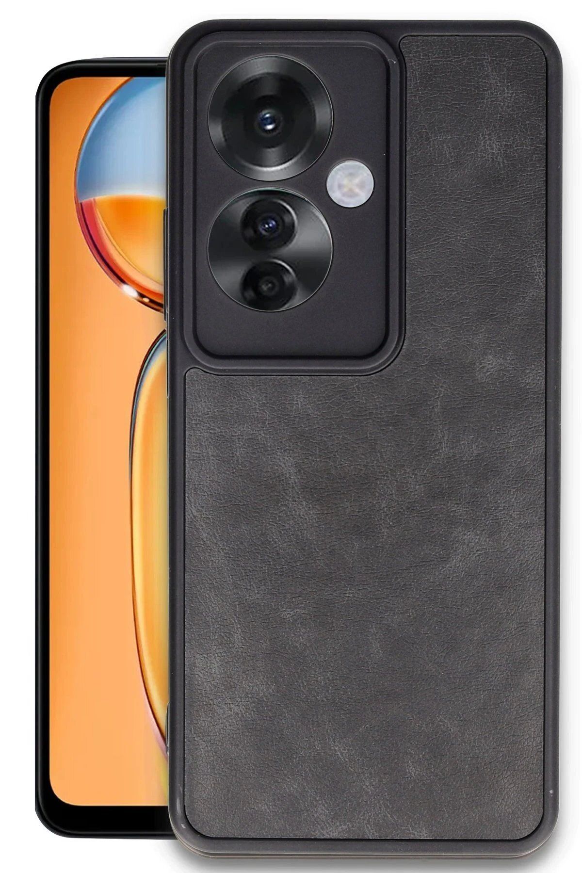 CepteToptan Newface Oppo Reno 11F Kılıf Aras Deri Kapak - Siyah