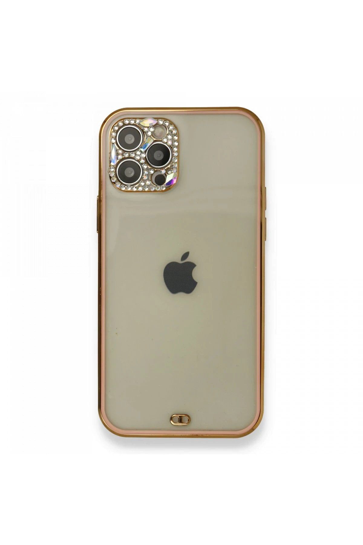 CepteToptan Newface iPhone 12 Pro Kılıf Liva Taşlı Silikon - Pembe