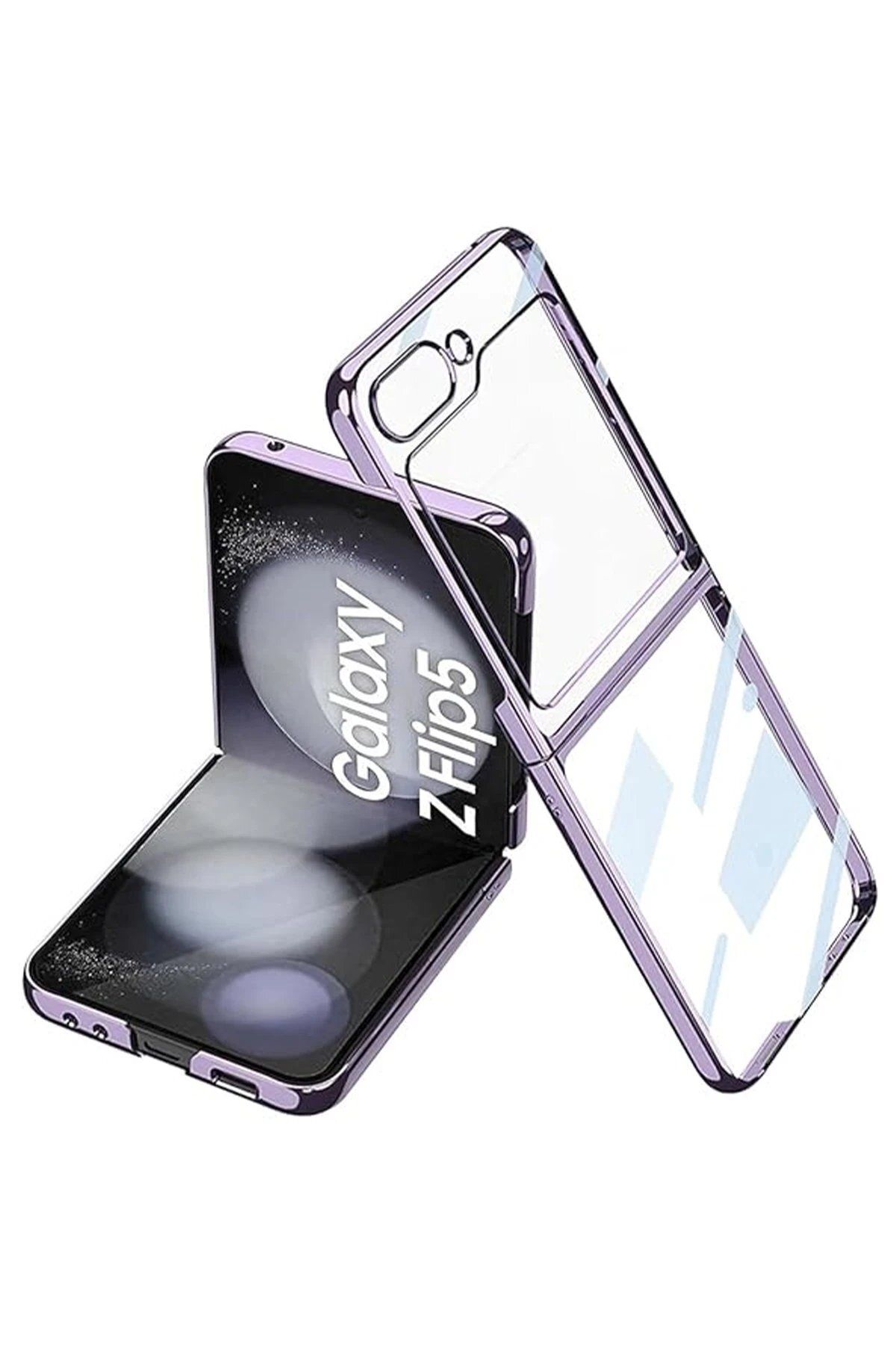 CepteToptan Newface Samsung Galaxy Z Flip 5 Kılıf Fold Element Kapak - Mor