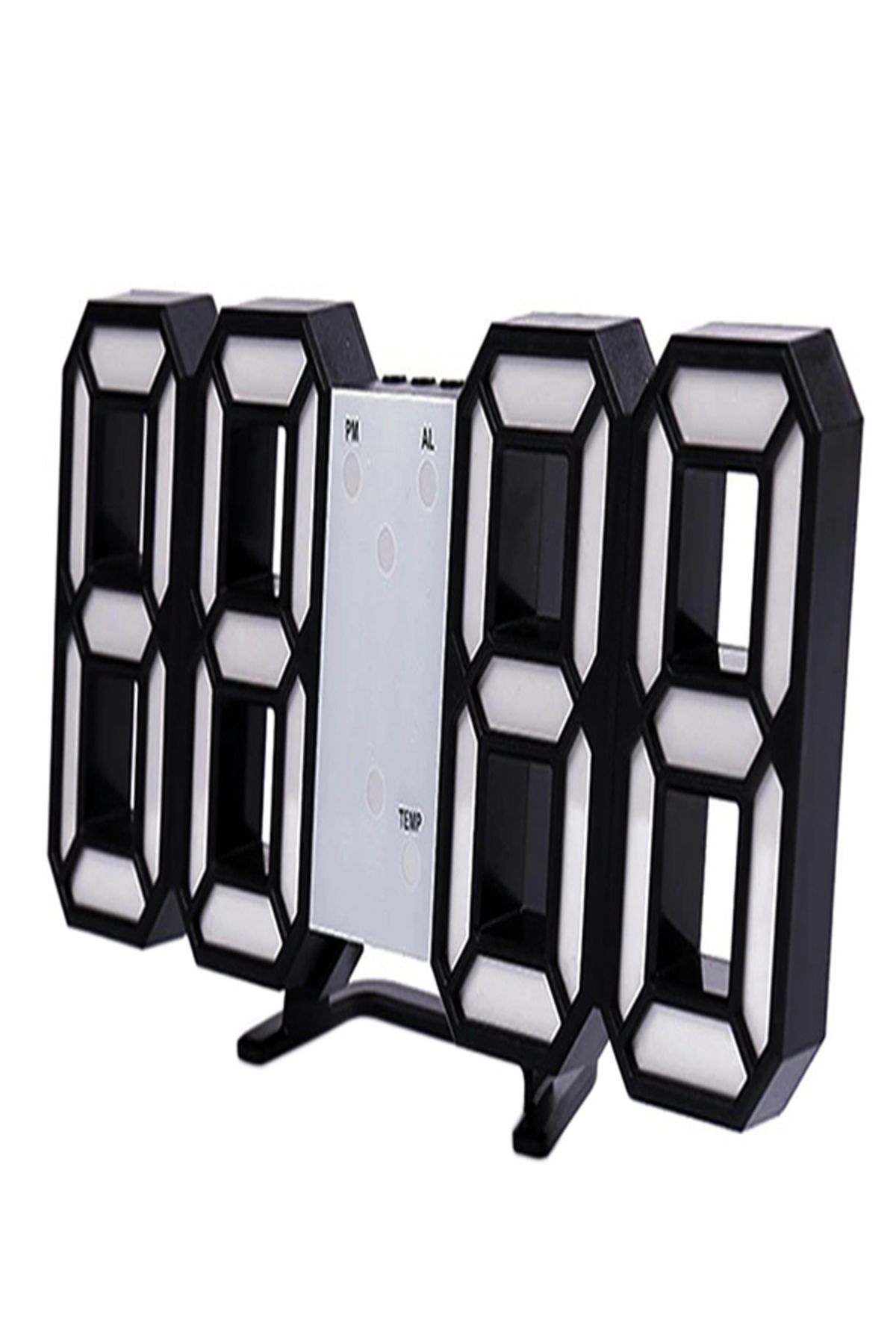 Elioure 3D LED Dijital Saat, Termometre, Takvim ve Alarm Fonksiyonlu Beyaz Masa ve Duvar Saati