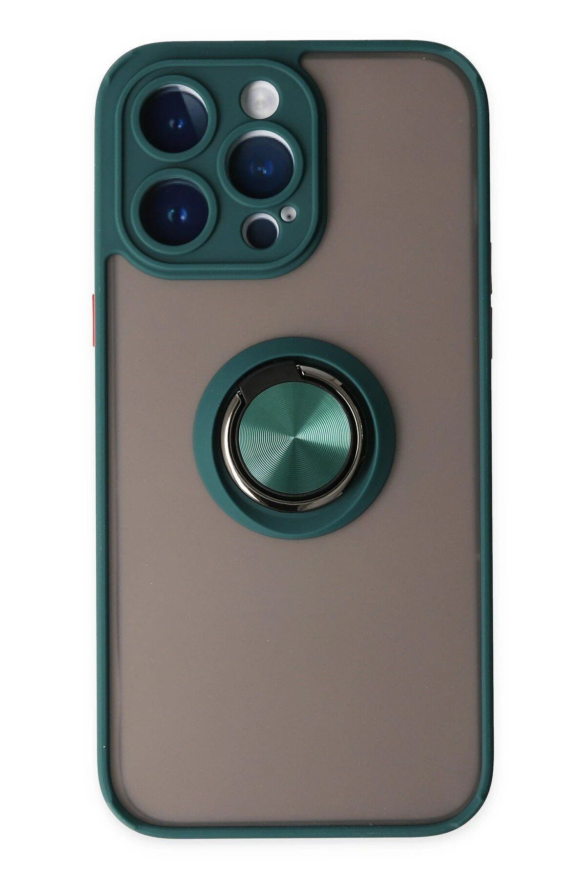 CepteToptan Newface iPhone 14 Pro Max Kılıf Montreal Yüzüklü Silikon Kapak - Yeşil